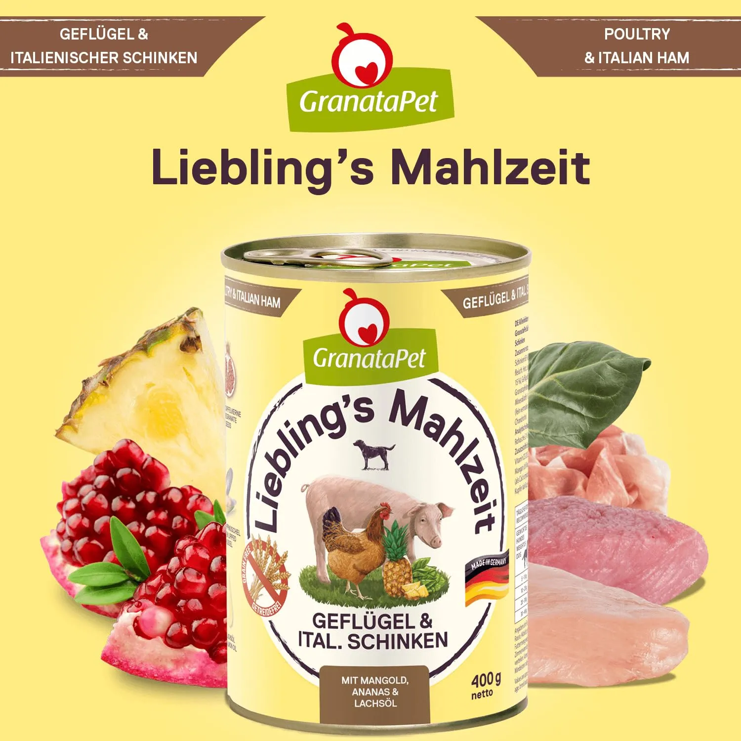 GranataPet Liebling's Mahlzeit Pollo & Prosciutto italiano, 6 x 400g - immagine 4
