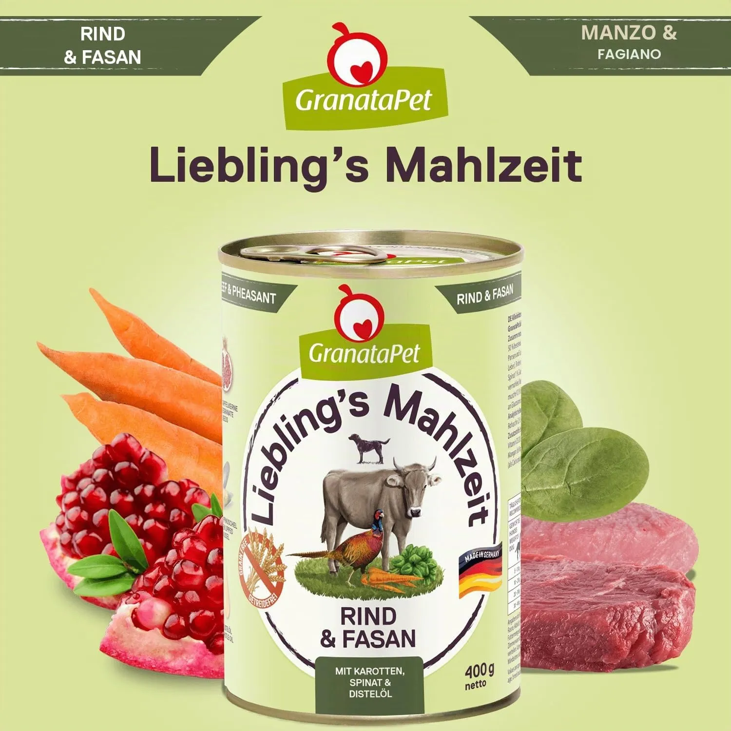 GranataPet Liebling's Mahlzeit Manzo & Fagiano, 6 x 400g - immagine 4