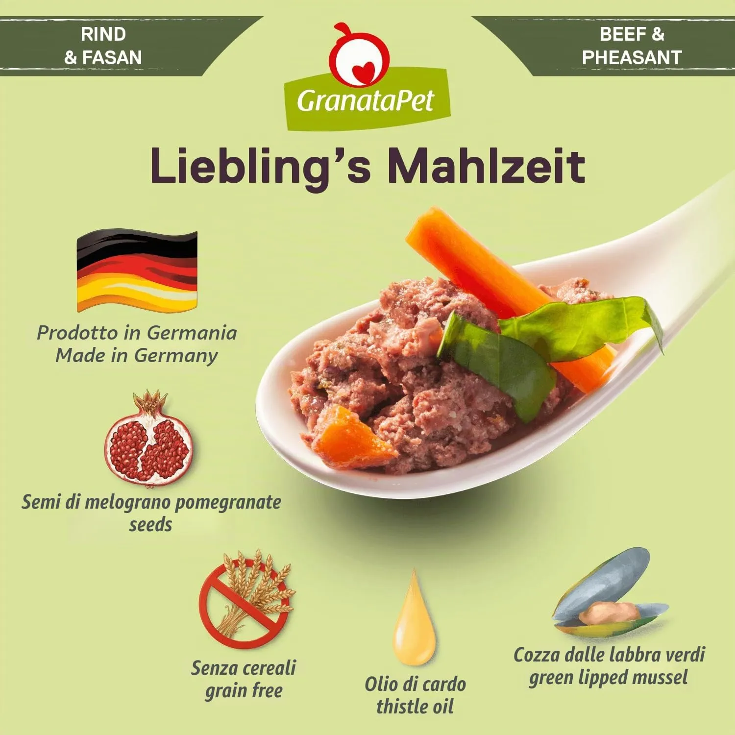 GranataPet Liebling's Mahlzeit Manzo & Fagiano, 6 x 400g - immagine 5