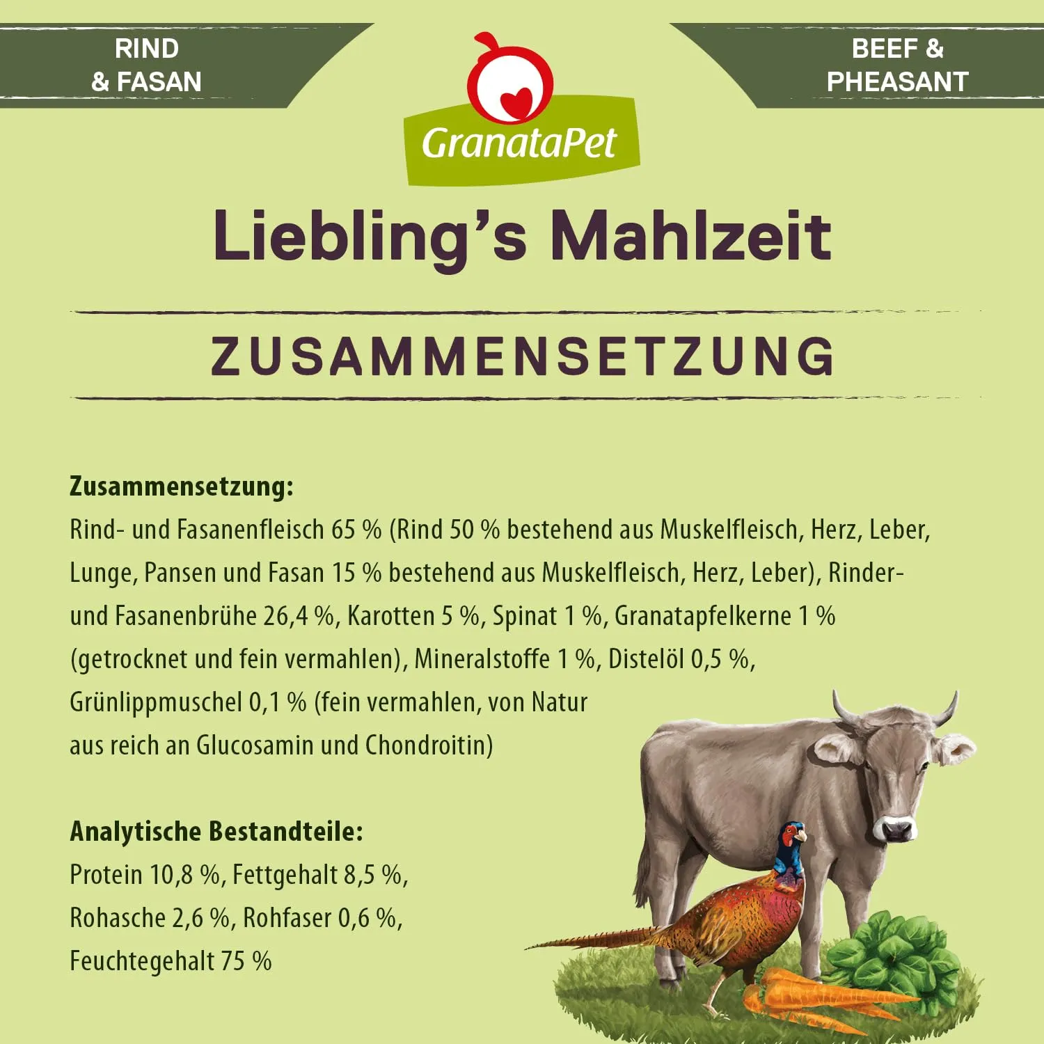 GranataPet Liebling's Mahlzeit Manzo & Fagiano, 6 x 400g - immagine 6
