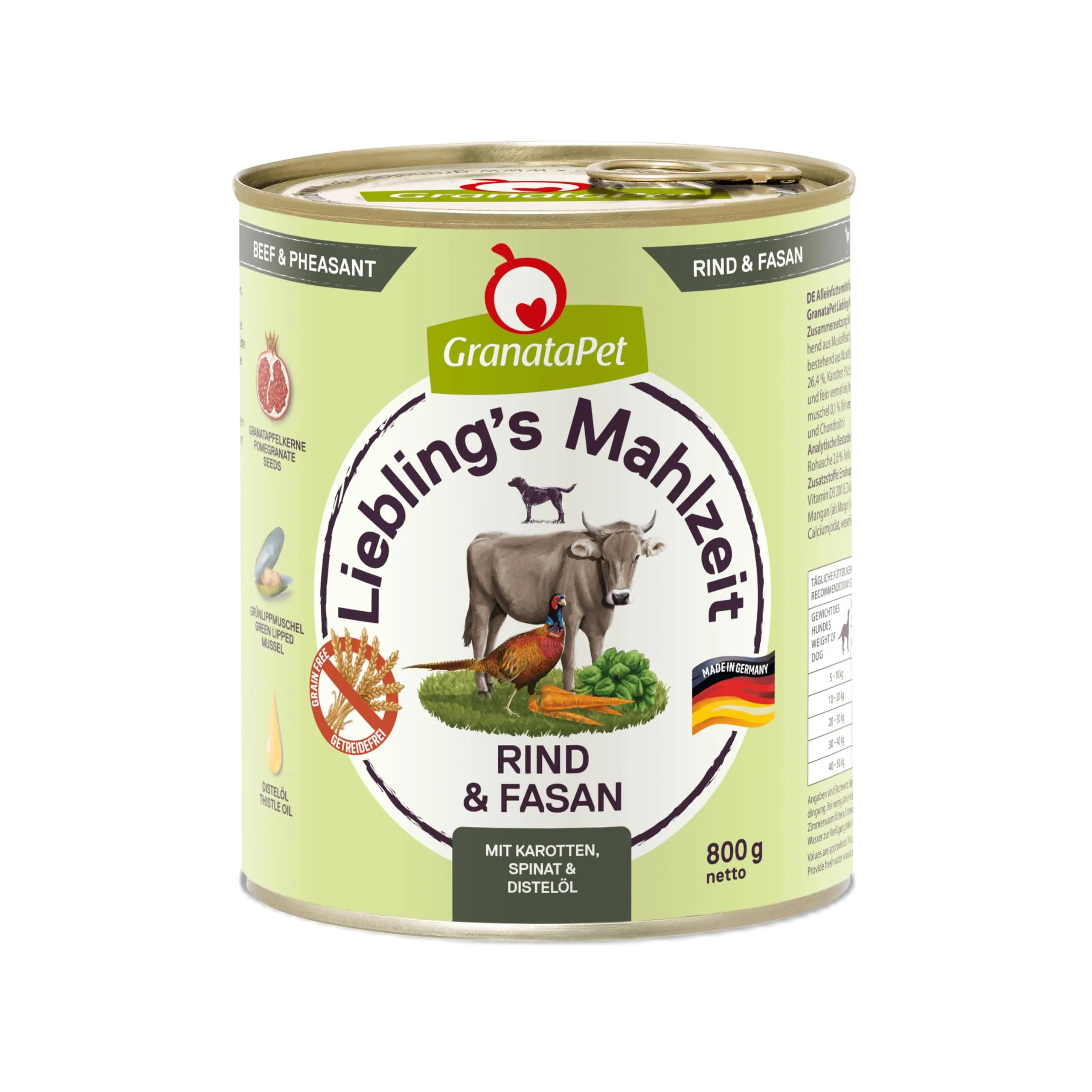 GranataPet Liebling's Mahlzeit Manzo & Fagiano, 6 x 800g - immagine 1