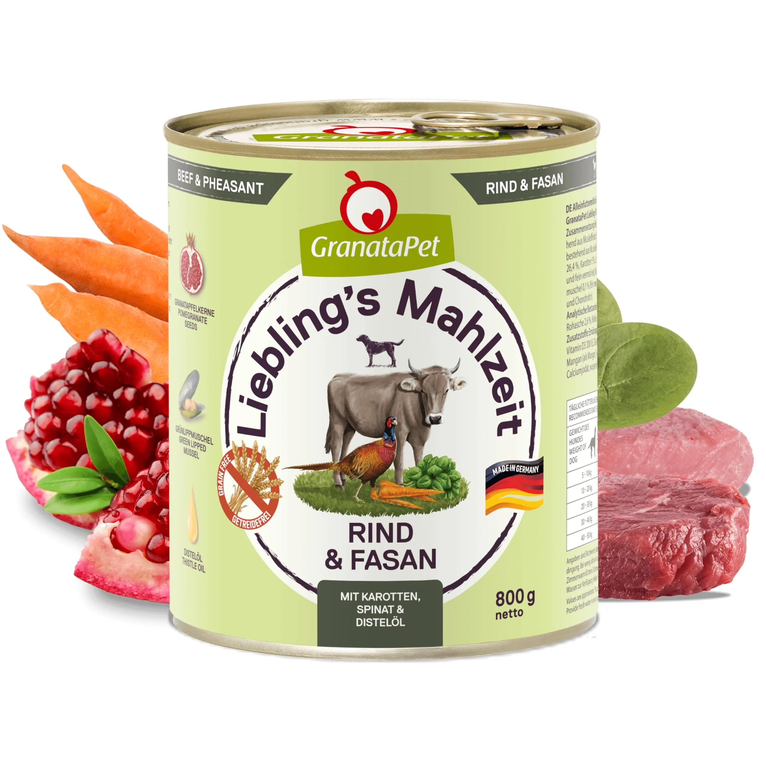 GranataPet Liebling's Mahlzeit Manzo & Fagiano, 6 x 800g - immagine 2