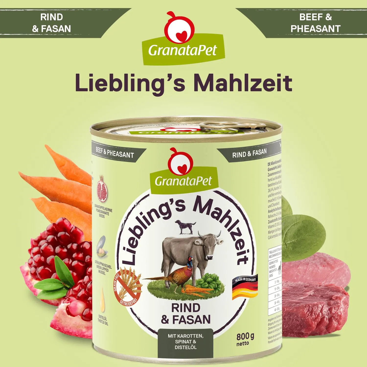 GranataPet Liebling's Mahlzeit Manzo & Fagiano, 6 x 800g - immagine 4