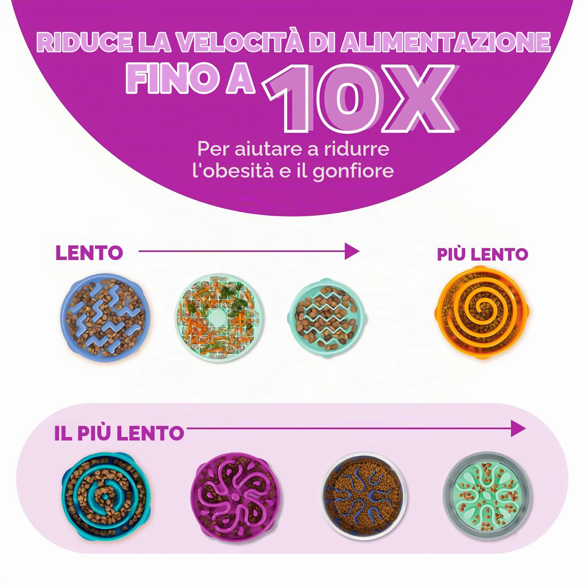 Outward Hound Fun Feeder Slo-Bowl Ciotola Anti-ingozzamento per Cani, Medio, Viola - immagine 4