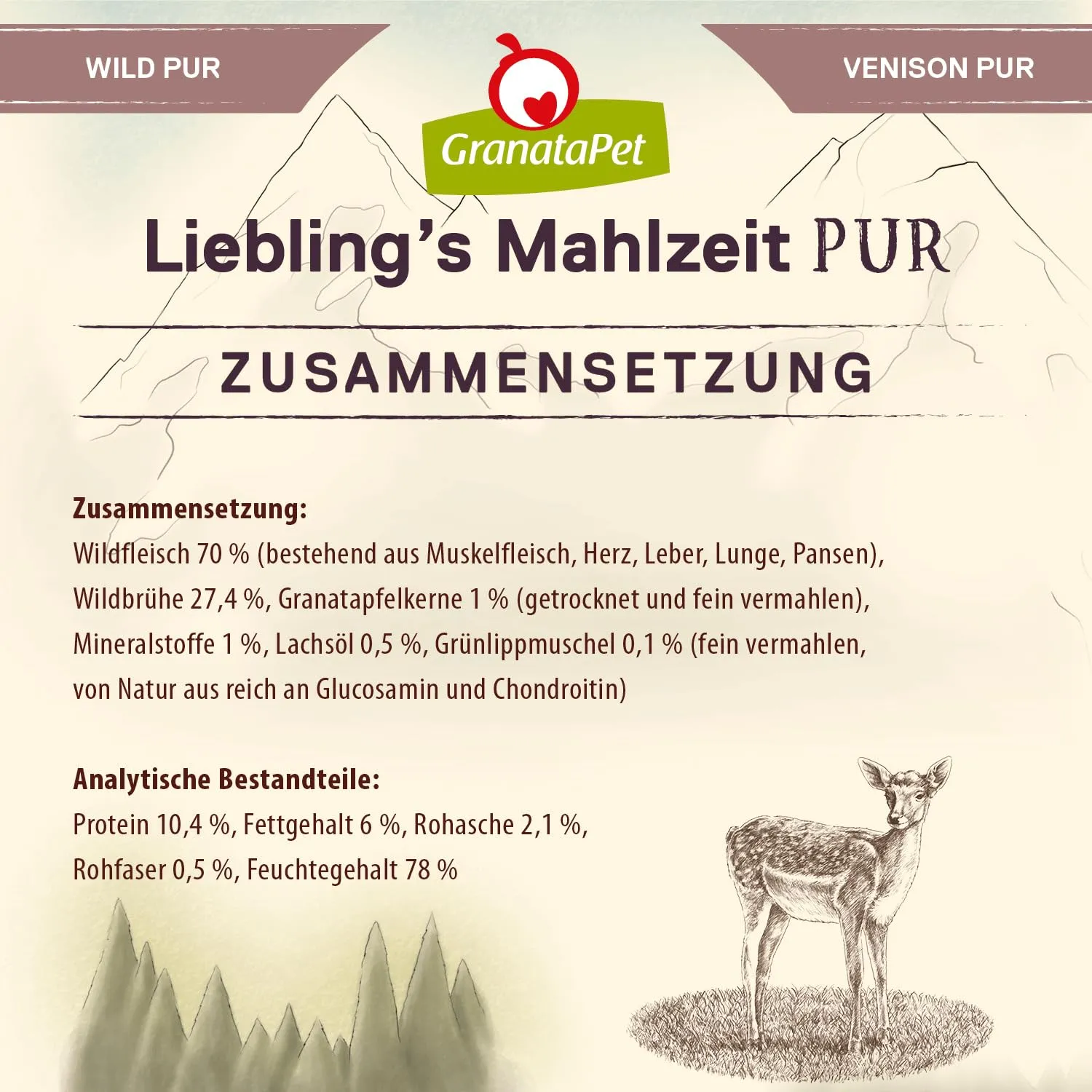 GranataPet Liebling's Mahlzeit Pur Wild, 6 x 800g - immagine 5