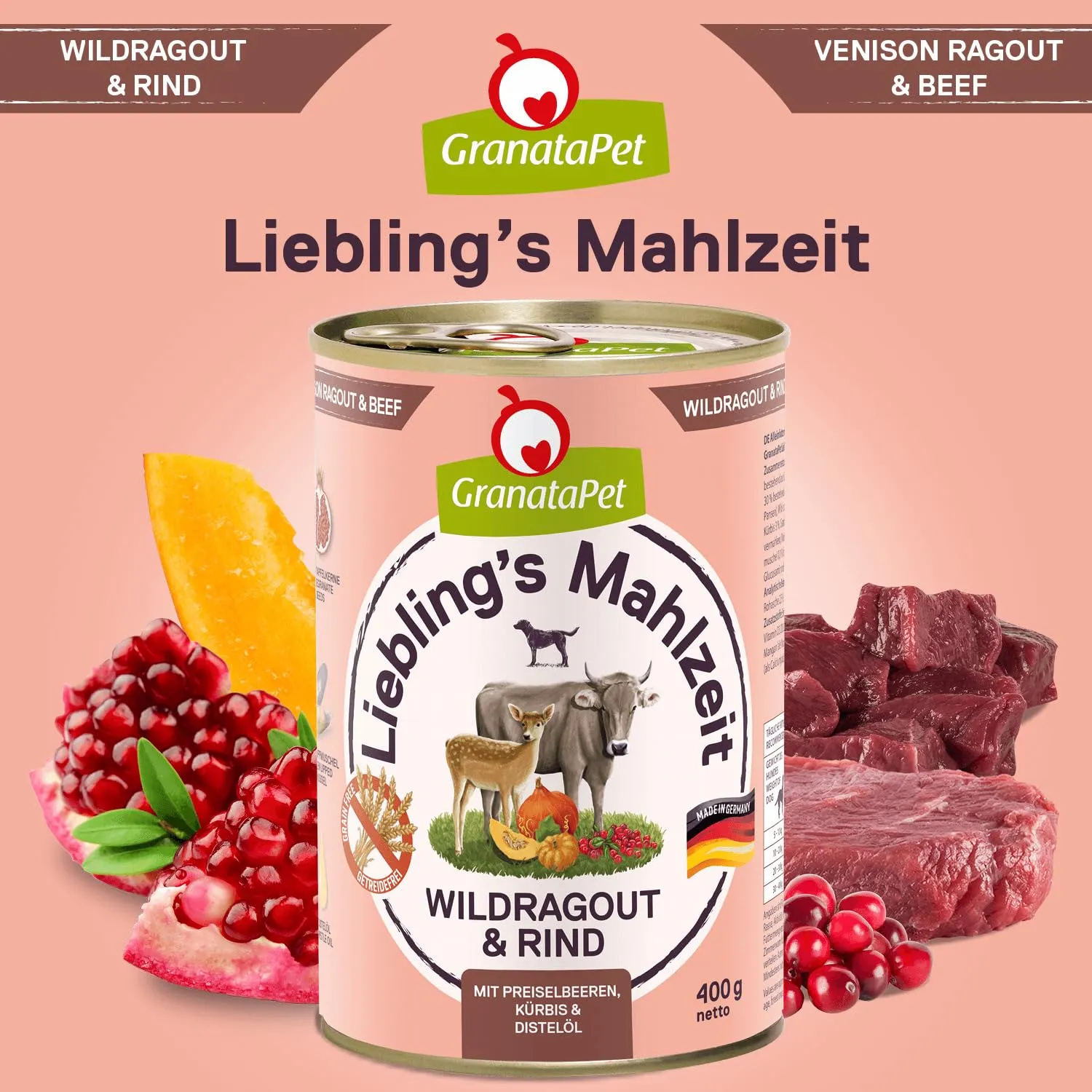GranataPet Liebling's Mahlzeit Ragout di Selvaggina & Manzo, 6 x 400g - immagine 4