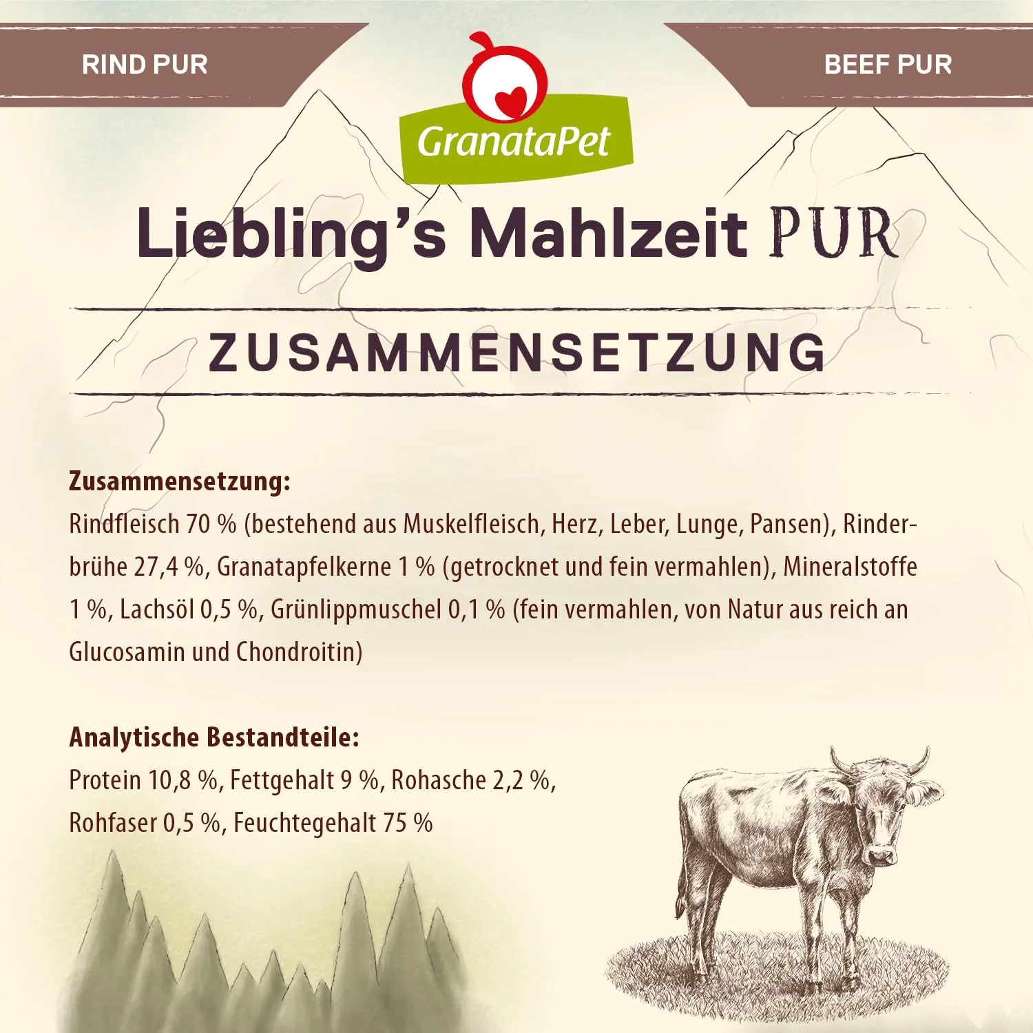 GranataPet Liebling's Mahlzeit Pur Manzo, 6 x 400g - immagine 5
