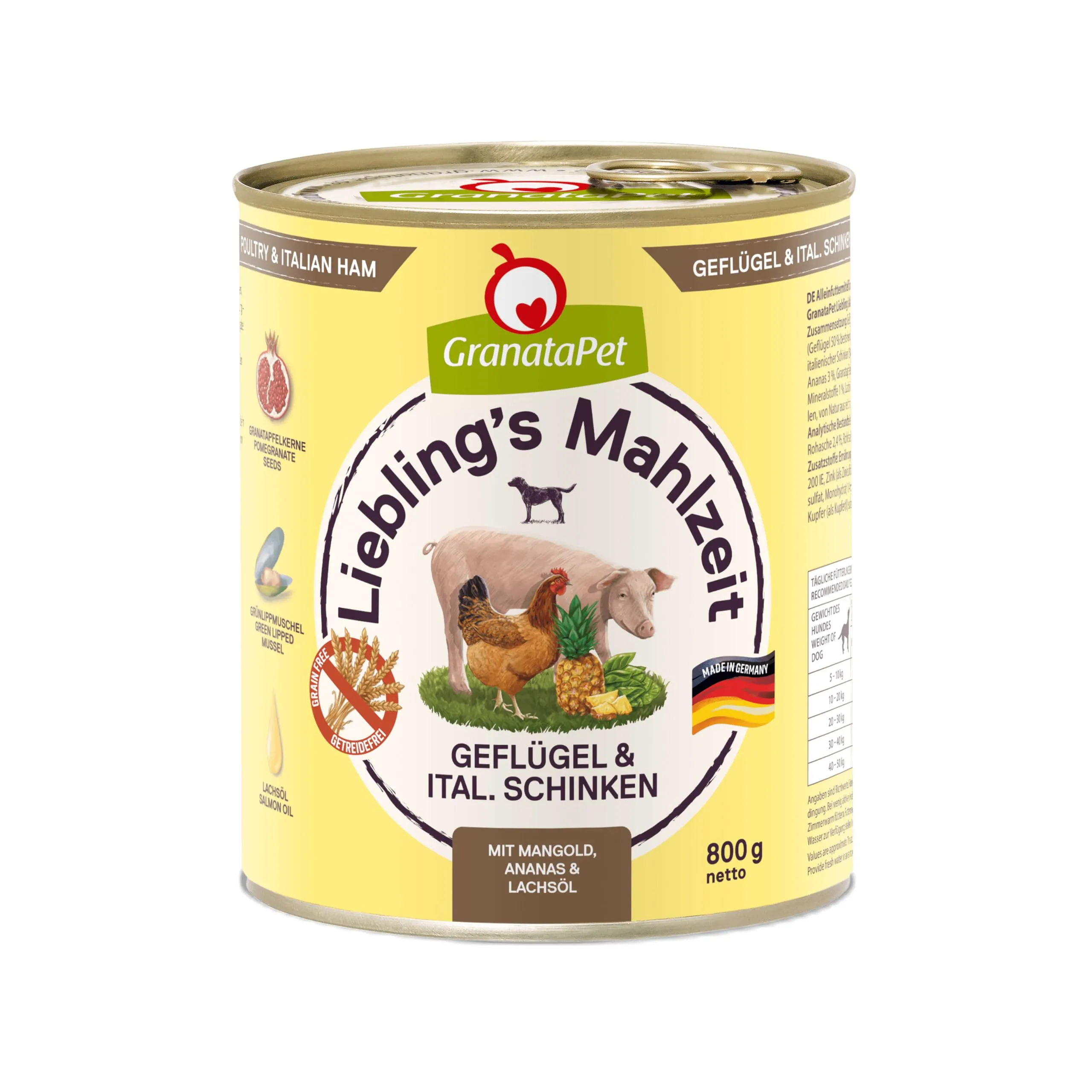 GranataPet Liebling's Mahlzeit Pollame & Prosciutto Italiano, 6 x 800g - immagine 1