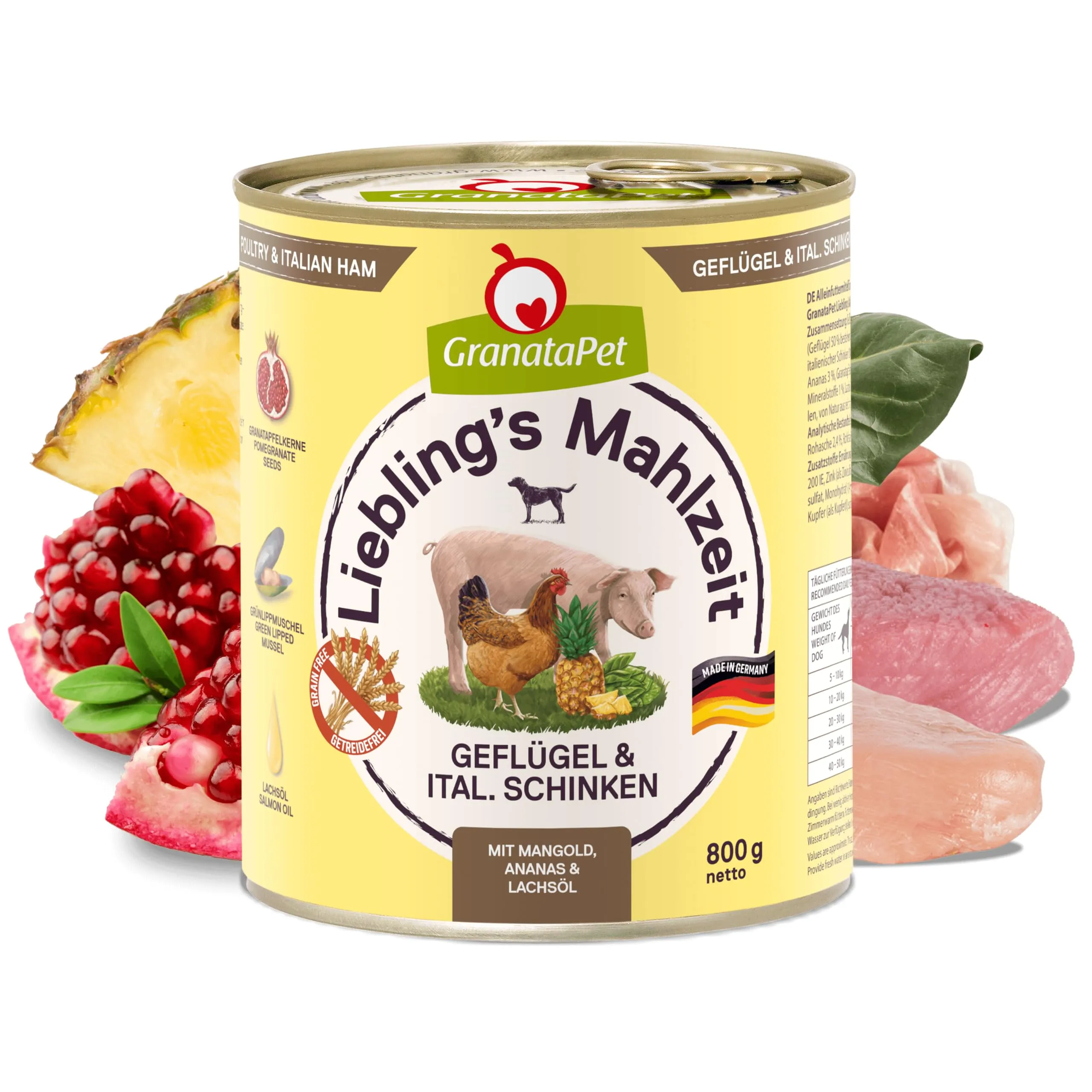 GranataPet Liebling's Mahlzeit Pollame & Prosciutto Italiano, 6 x 800g - immagine 2