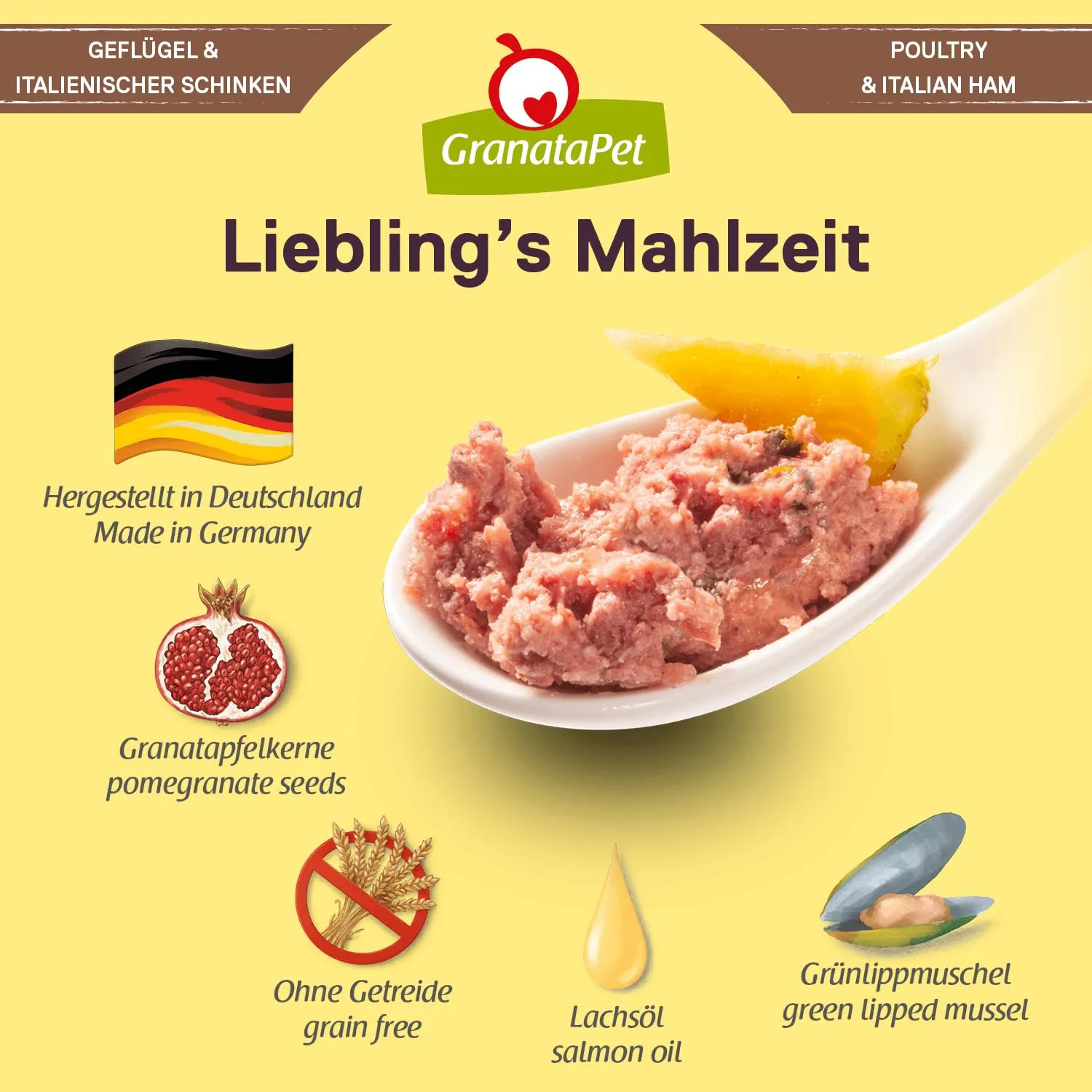 GranataPet Liebling's Mahlzeit Pollame & Prosciutto Italiano, 6 x 800g - immagine 5