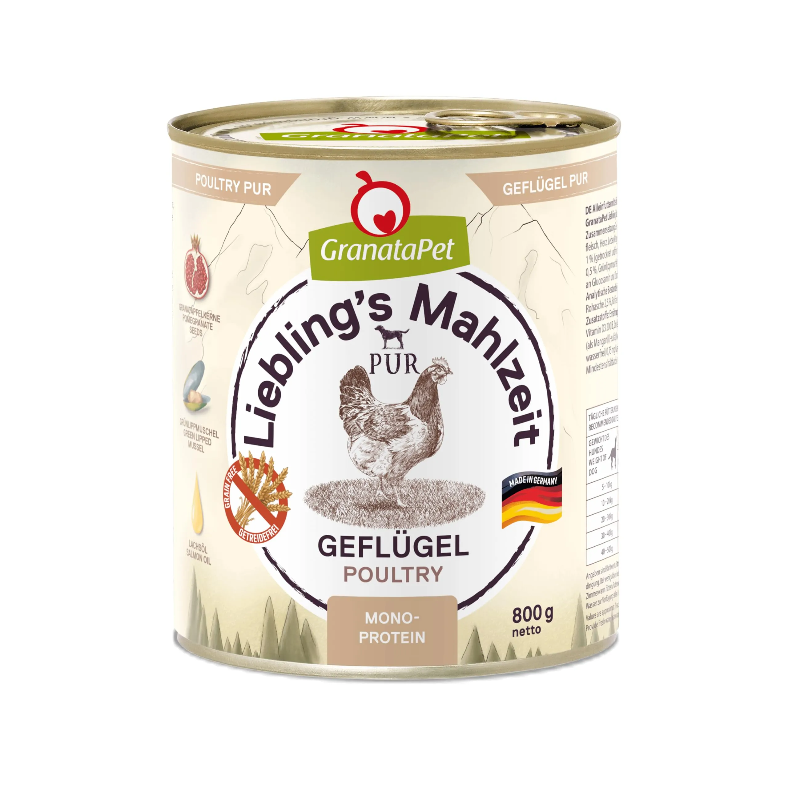 GranataPet Liebling's Mahlzeit Pur Geflügel, 6 x 800g - immagine 1