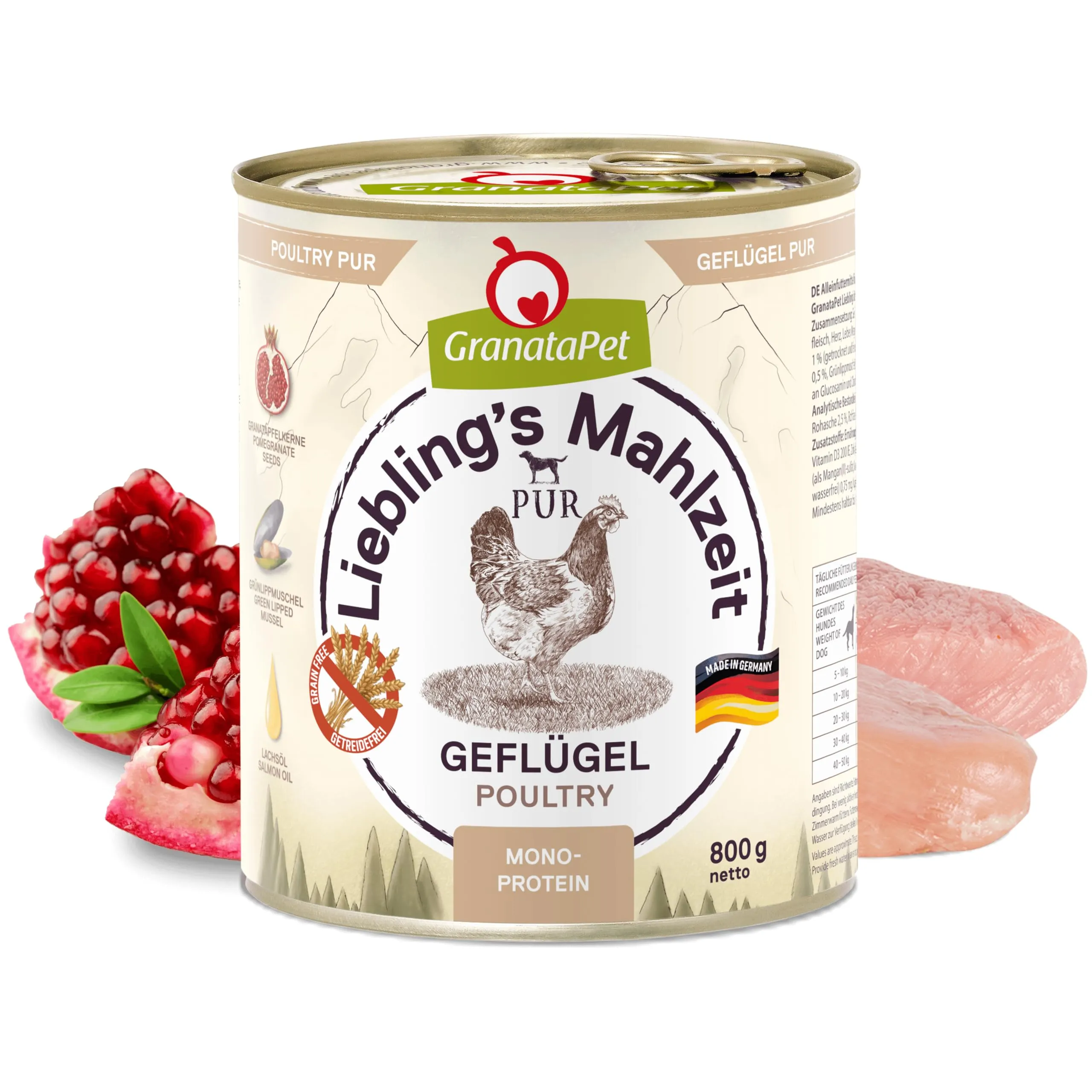 GranataPet Liebling's Mahlzeit Pur Geflügel, 6 x 800g - immagine 2