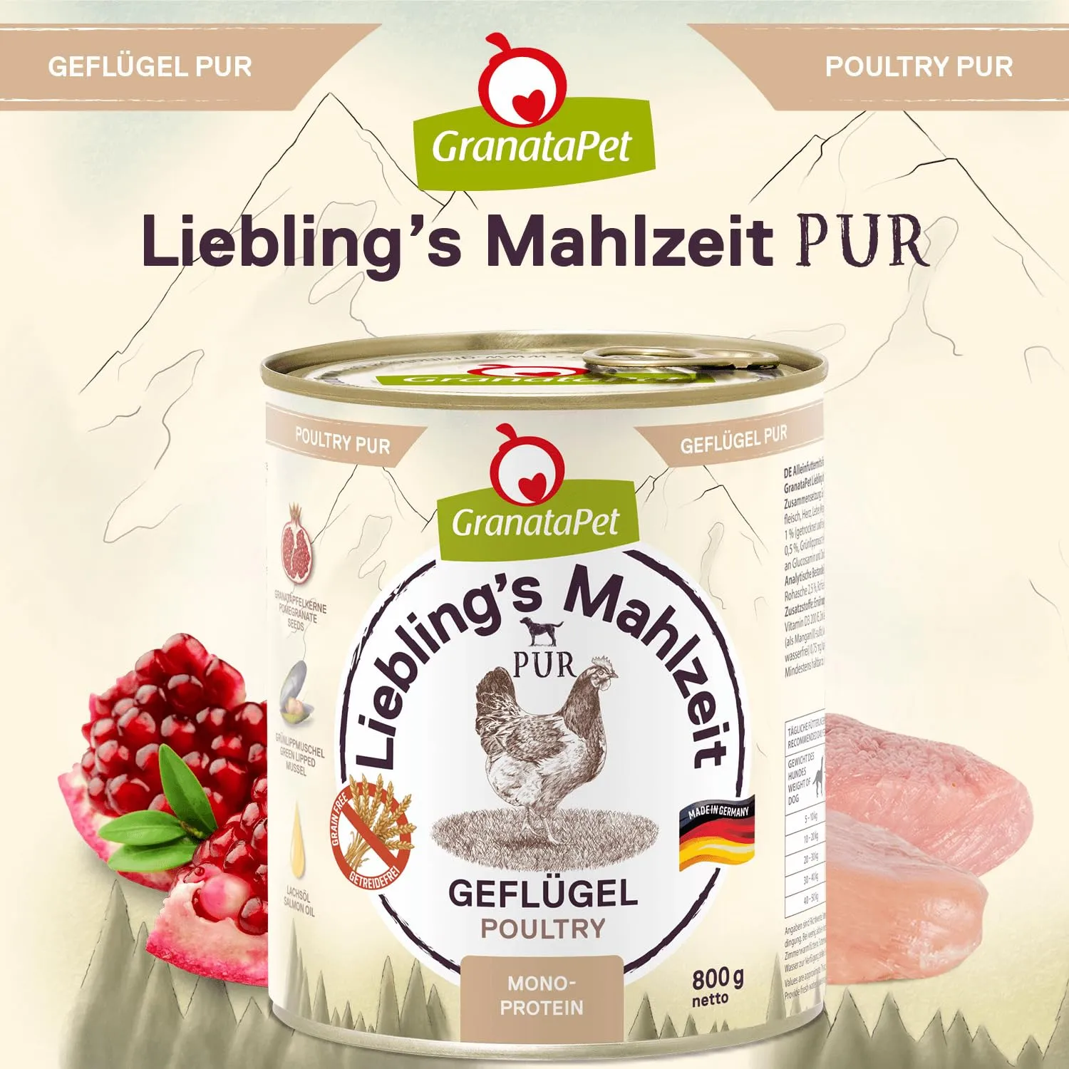 GranataPet Liebling's Mahlzeit Pur Geflügel, 6 x 800g - immagine 4