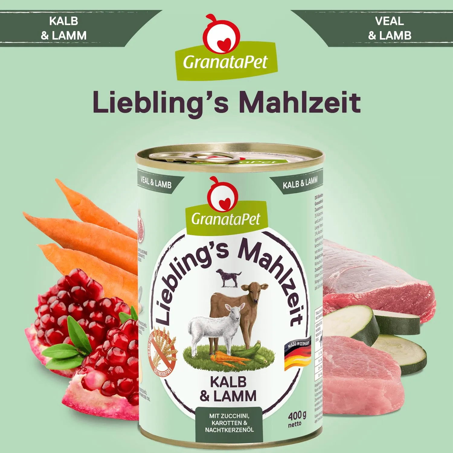 GranataPet Liebling's Mahlzeit Vitello & Agnello con zucchine, 6 x 400g - immagine 4