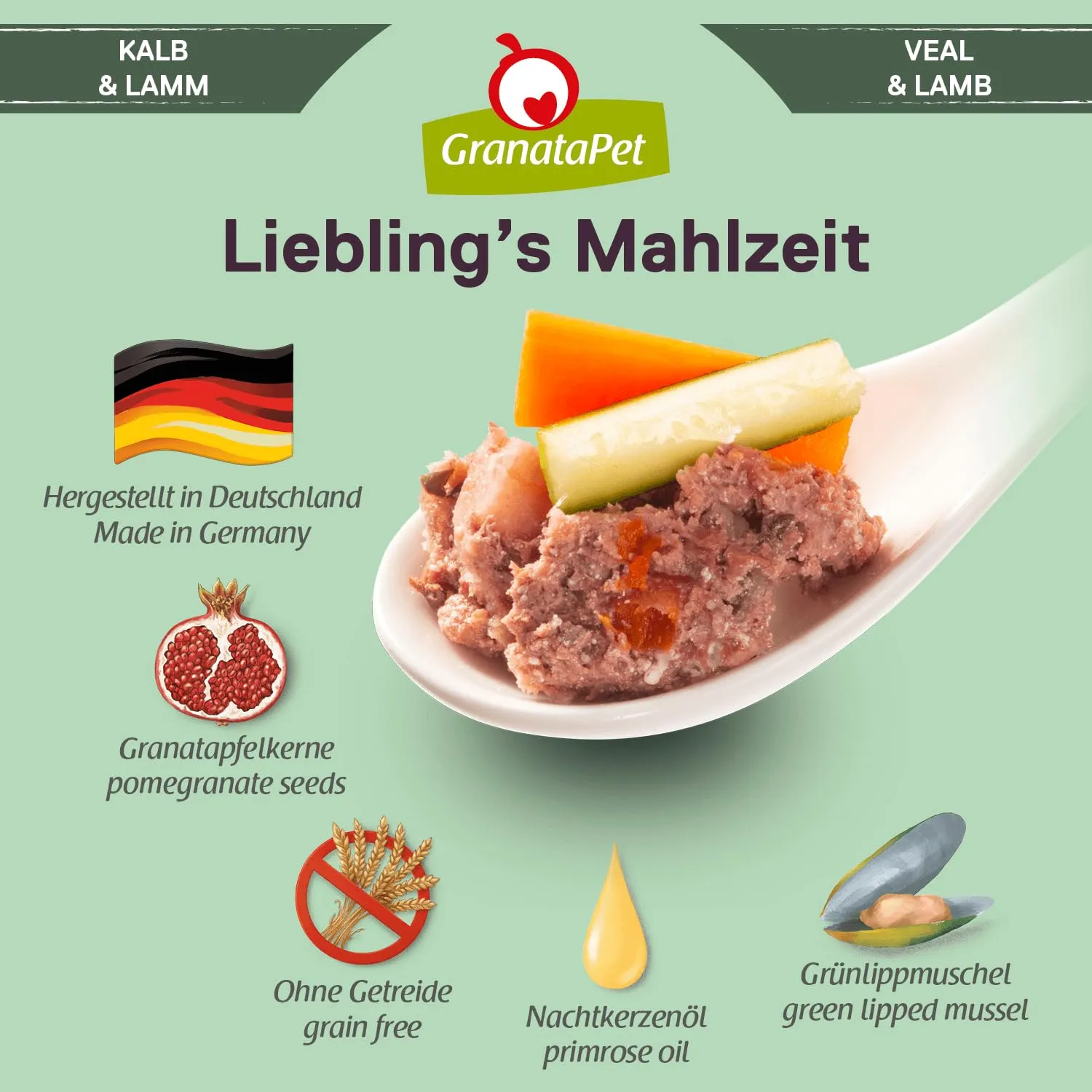 GranataPet Liebling's Mahlzeit Vitello & Agnello con zucchine, 6 x 400g - immagine 5