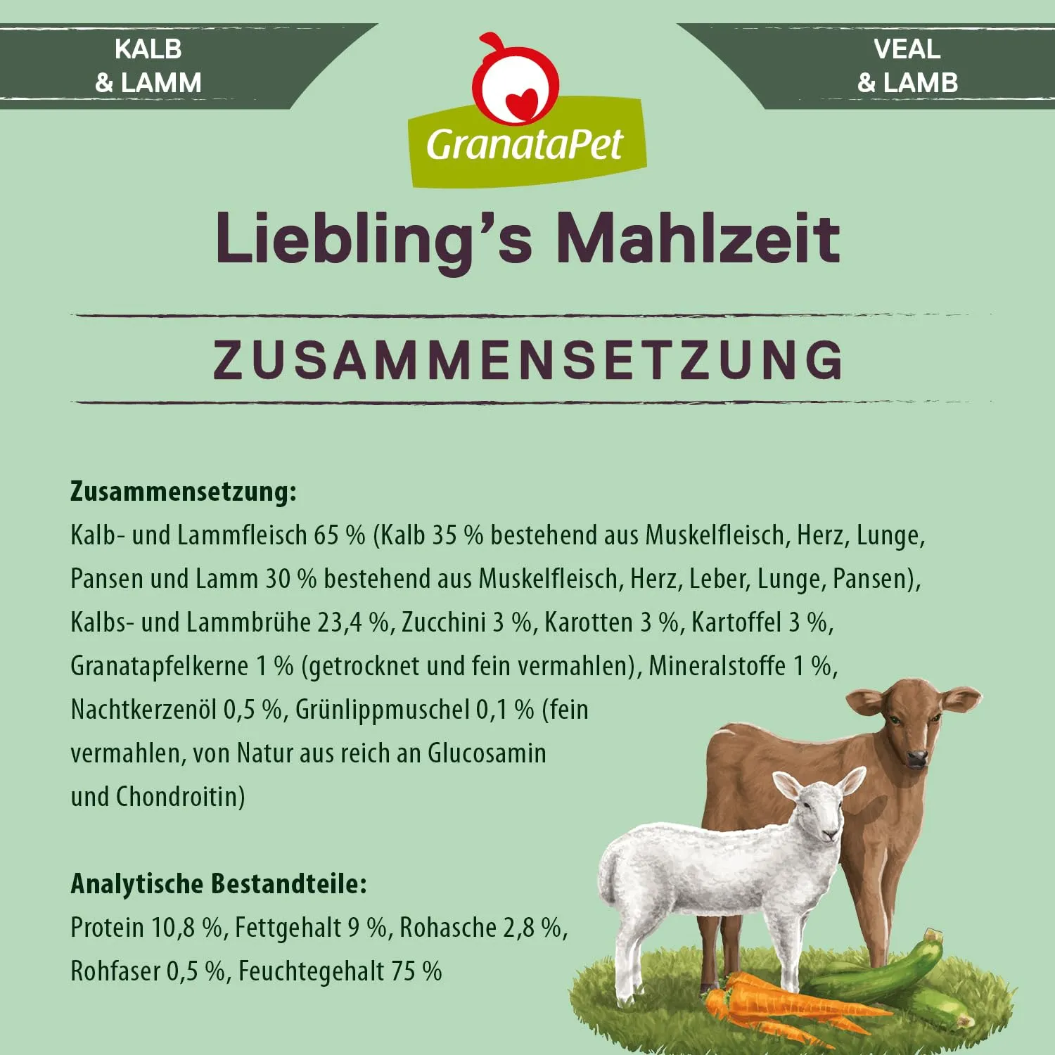 GranataPet Liebling's Mahlzeit Vitello & Agnello con zucchine, 6 x 400g - immagine 6