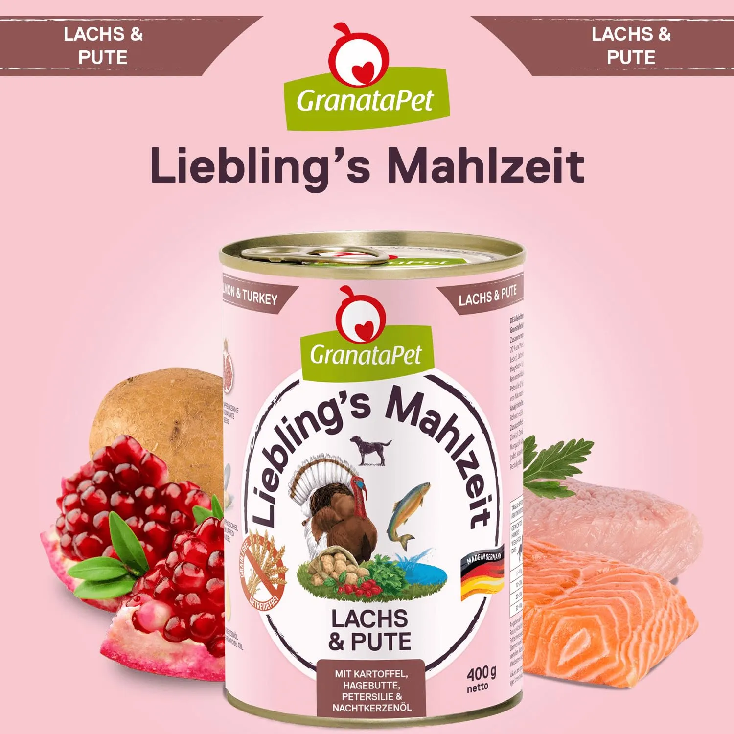 GranataPet Liebling's Mahlzeit Salmone e Tacchino con patate, 6 x 400g - immagine 4