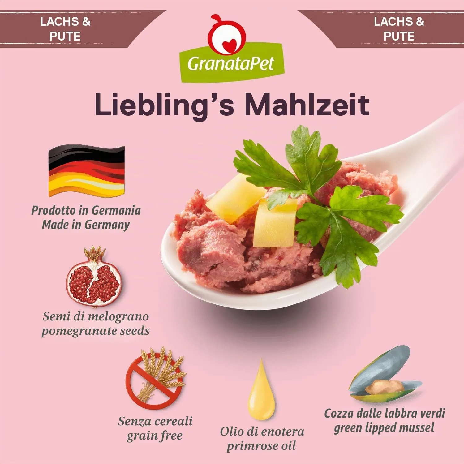 GranataPet Liebling's Mahlzeit Salmone e Tacchino con patate, 6 x 400g - immagine 5