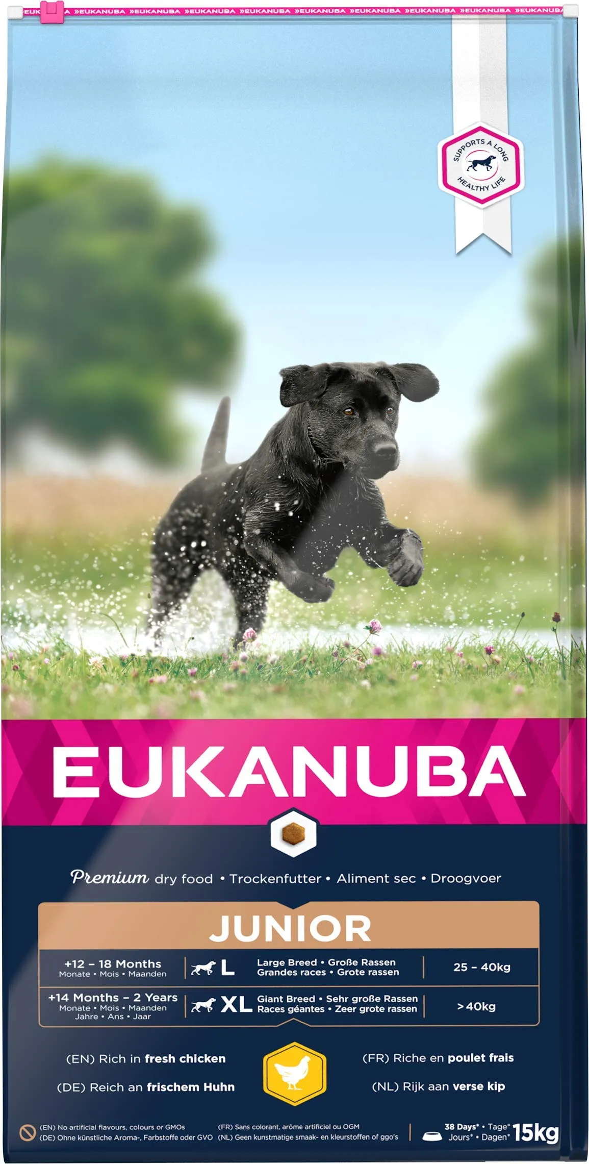 Eukanuba Cibo per cani razze taglia grande giovani, pollo fresco, 15 kg - immagine 6