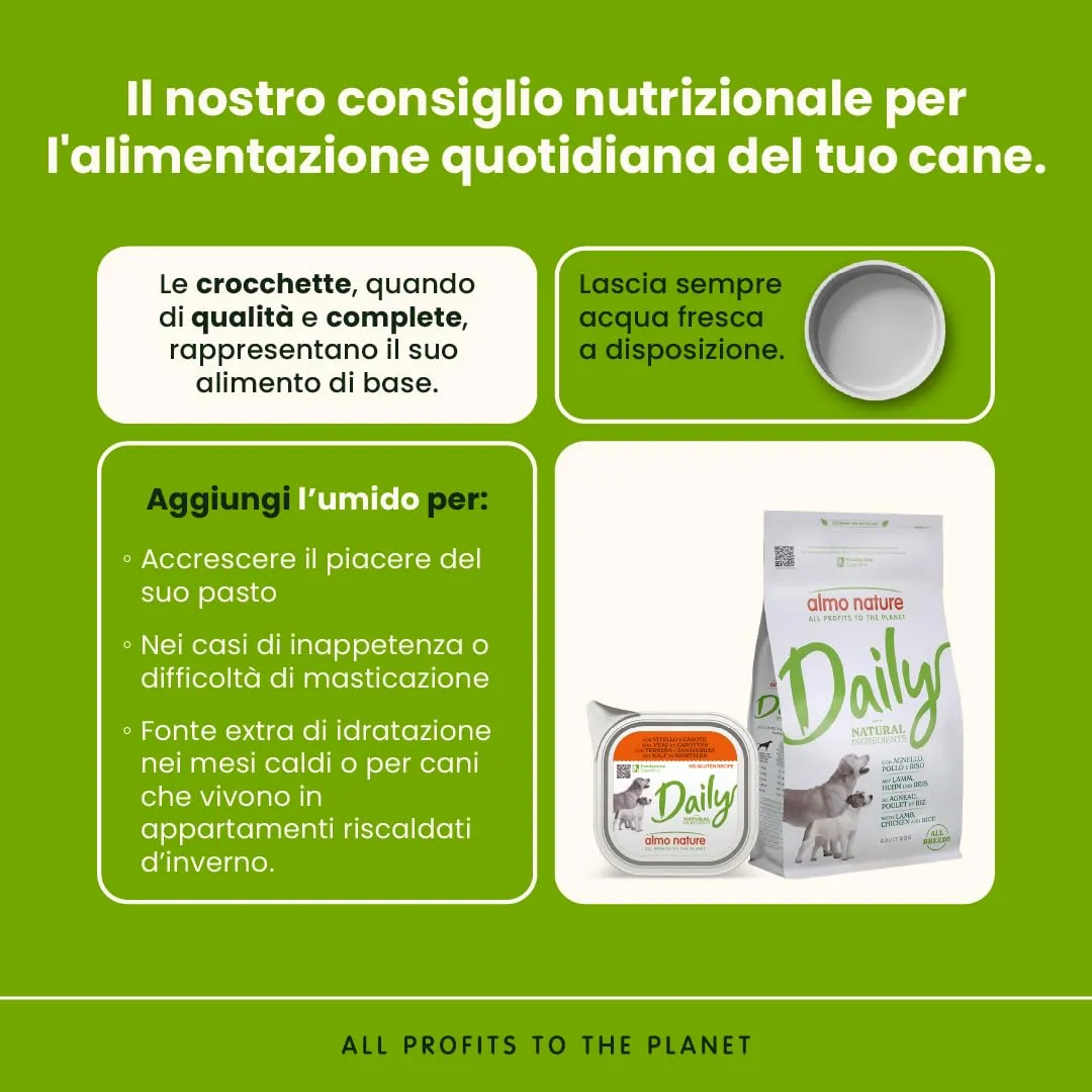 Almo Nature Daily Alimento Umido per Cani Adulti con Vitello e Carote, 100g, Confezione da 32 - immagine 3