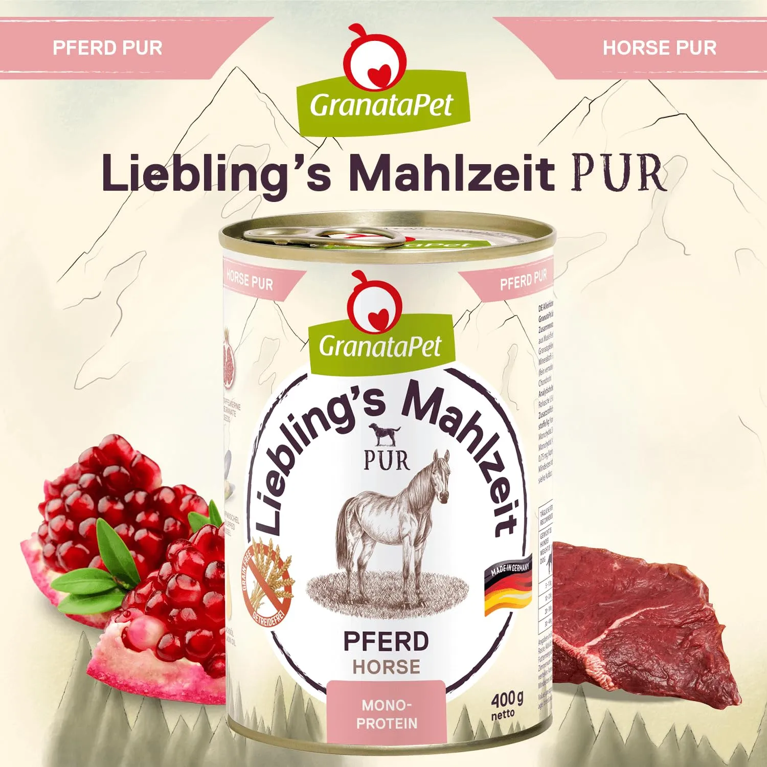 GranataPet Liebling's Mahlzeit Pur Pferd, 6 x 400g - immagine 4