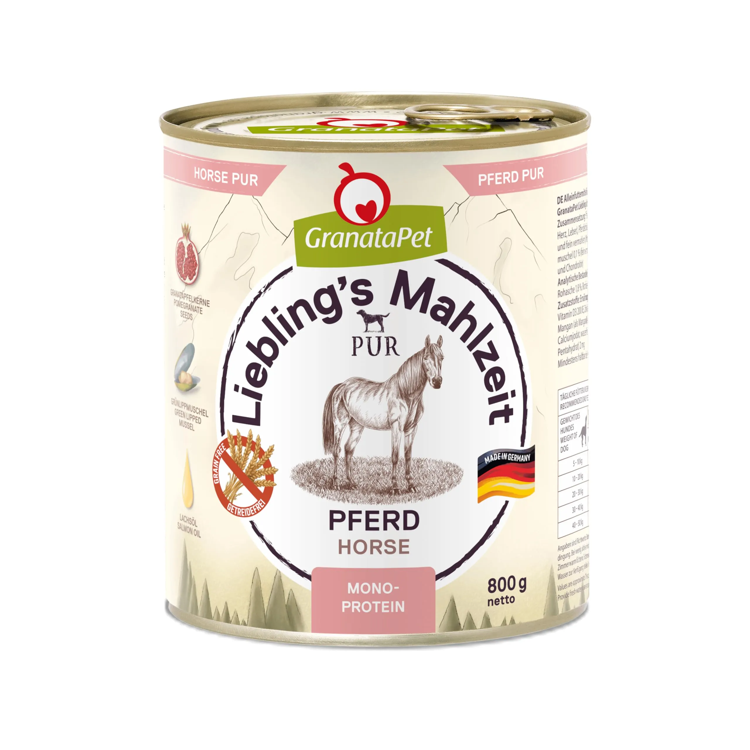 GranataPet Liebling's Mahlzeit Pur Pferd, 6 x 800g - immagine 1
