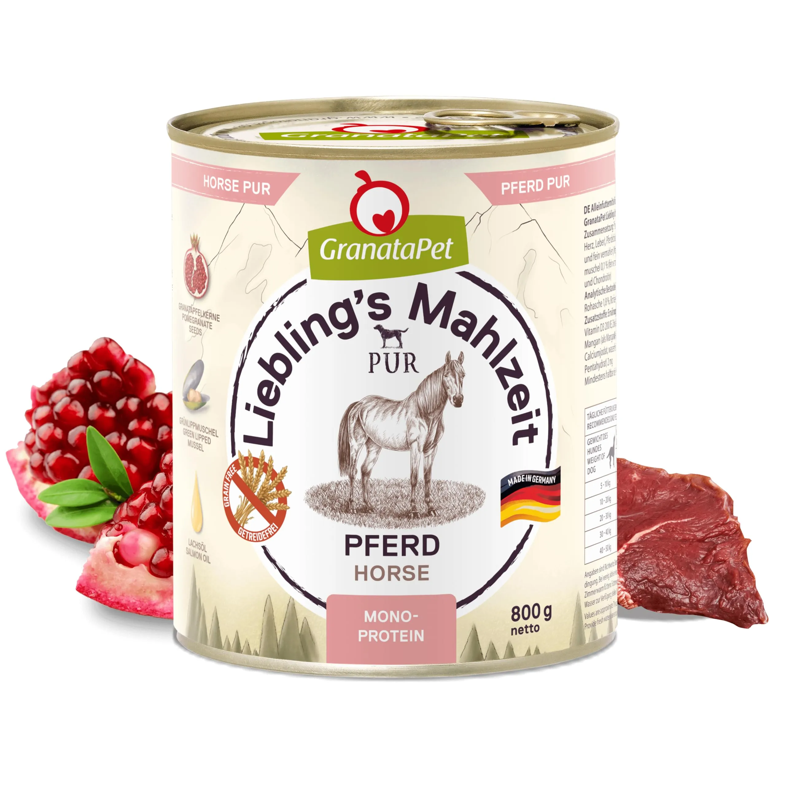 GranataPet Liebling's Mahlzeit Pur Pferd, 6 x 800g - immagine 2