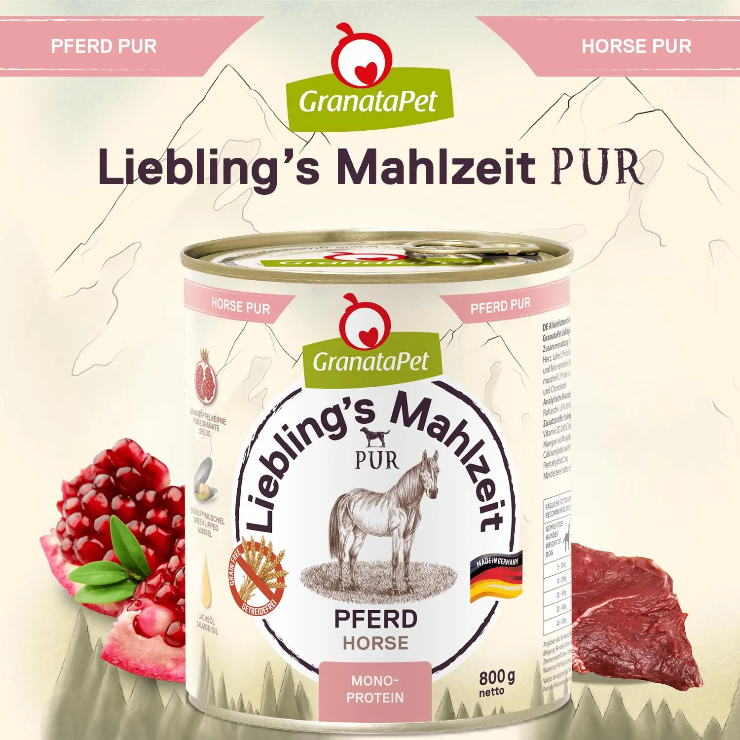 GranataPet Liebling's Mahlzeit Pur Pferd, 6 x 800g - immagine 4