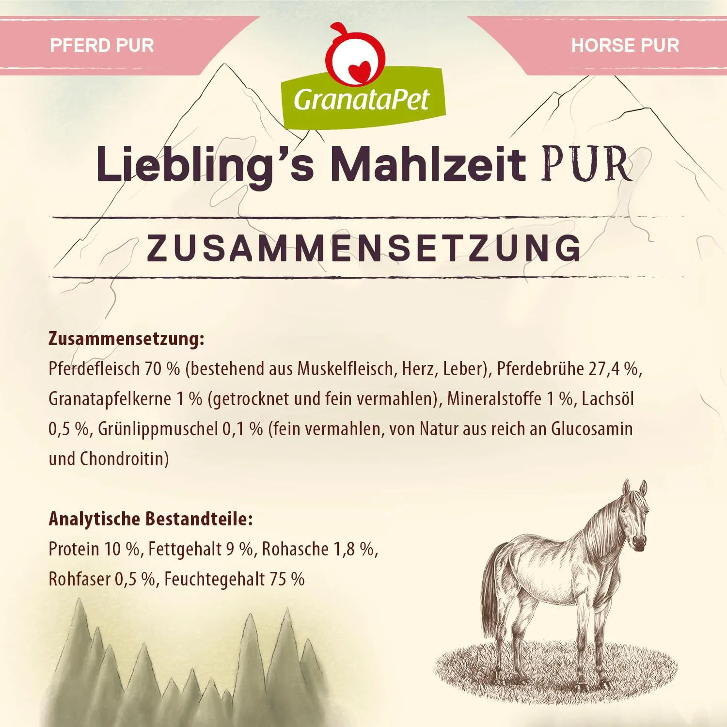 GranataPet Liebling's Mahlzeit Pur Pferd, 6 x 800g - immagine 5