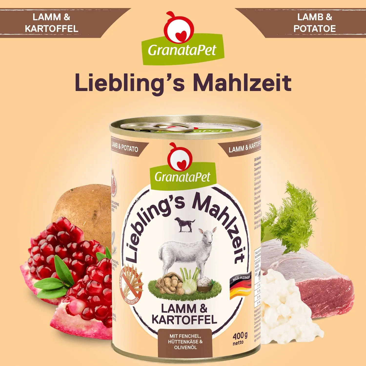 GranataPet Liebling's Mahlzeit Agnello & Patata con Finocchio, 6 x 400g - immagine 4