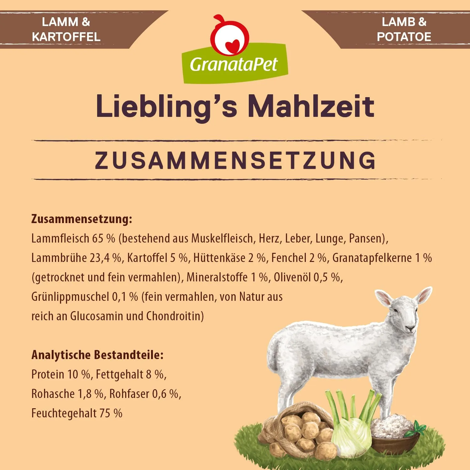 GranataPet Liebling's Mahlzeit Agnello & Patata con Finocchio, 6 x 400g - immagine 6