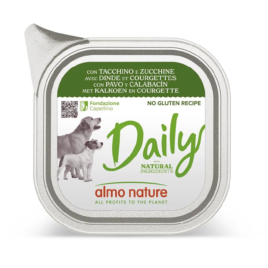 Almo Nature Daily Alimento Umido per Cani Adulti con Tacchino e Zucchine, 100g, Confezione da 32 - immagine 1