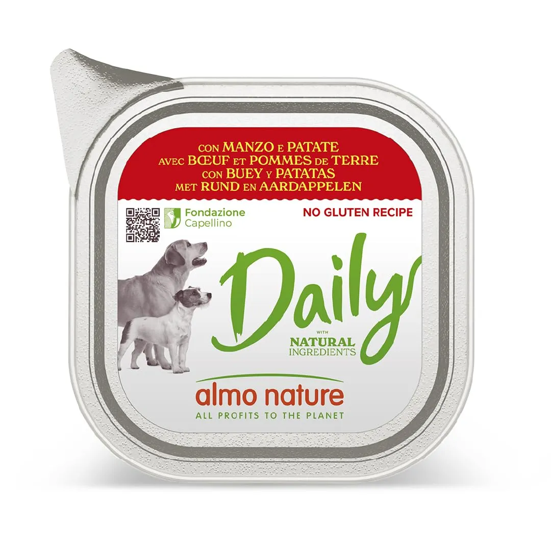 Almo Nature Daily Alimento Umido per Cani Adulti con Manzo e Patate - 100g, 32 pezzi - immagine 1