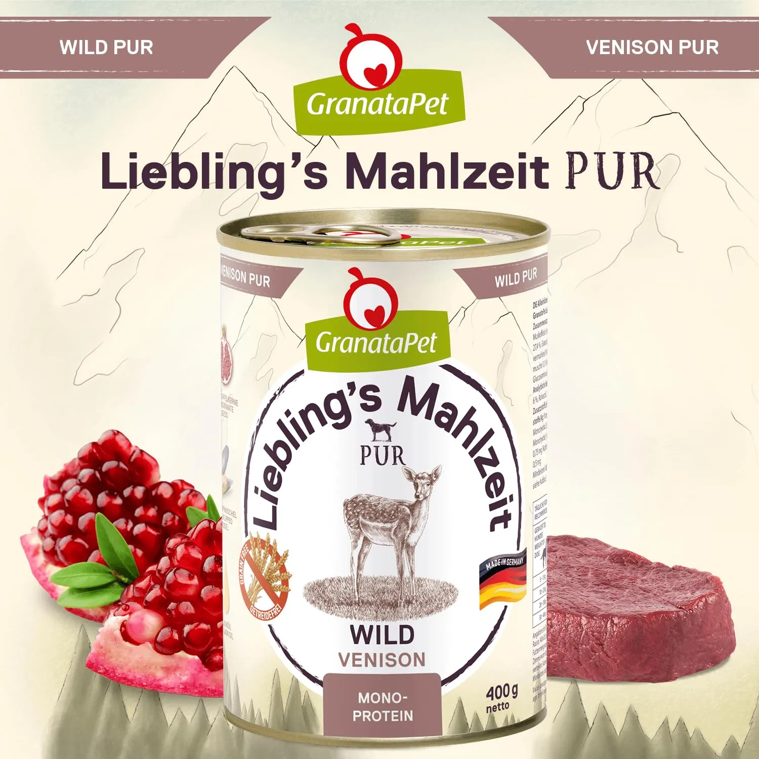 GranataPet Liebling's Mahlzeit Pur Selvaggina, 6 x 400g - immagine 4