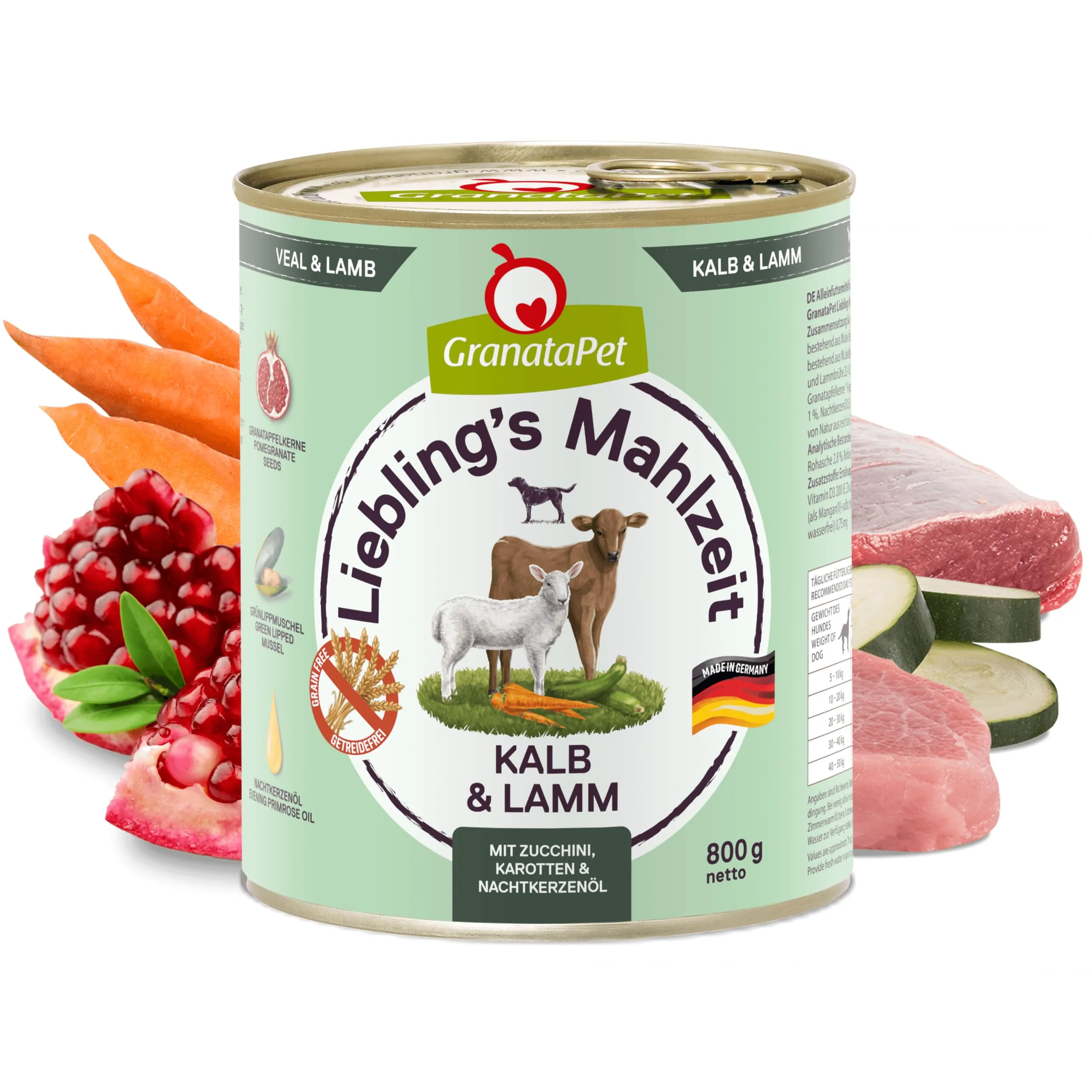 GranataPet Liebling's Mahlzeit Vitello & Agnello con zucchine, 6 x 800g - immagine 2