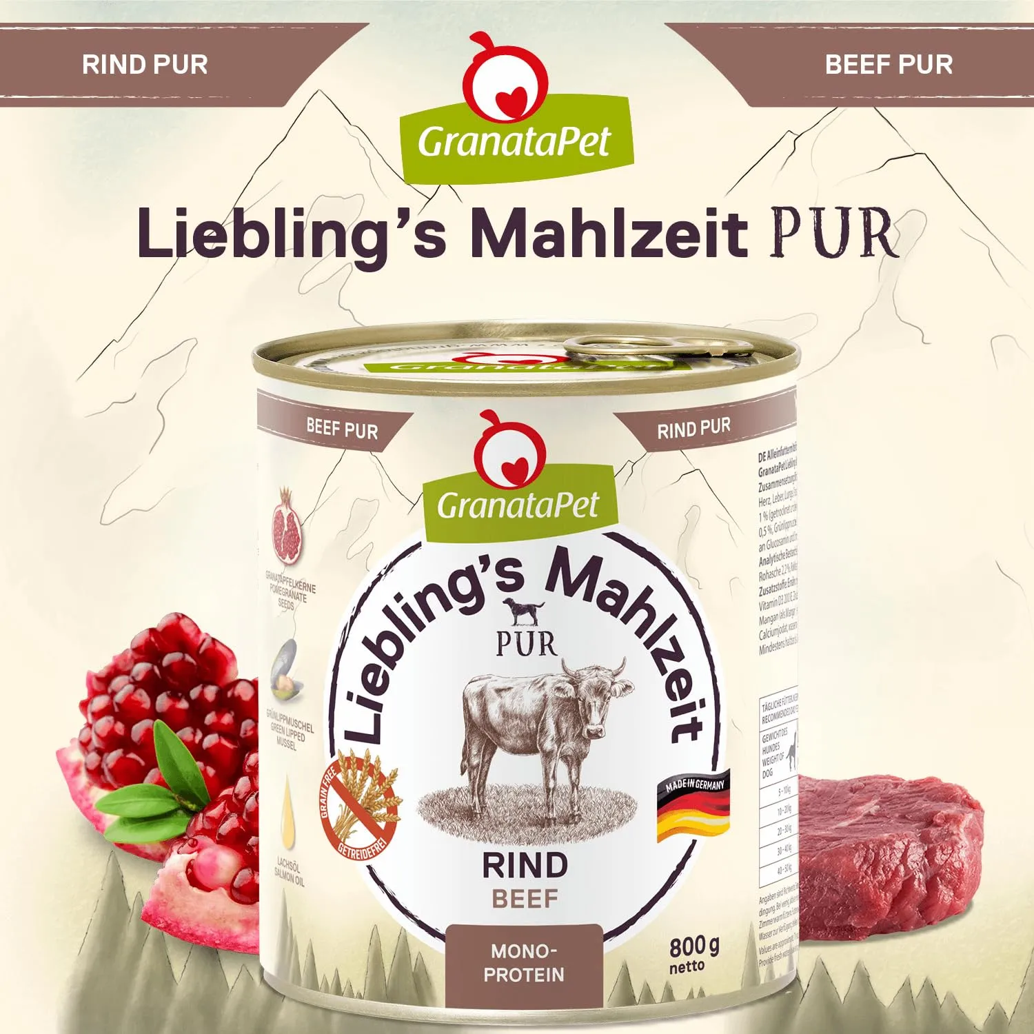 GranataPet Liebling's Mahlzeit Pur Manzo, 6 x 800g - immagine 4