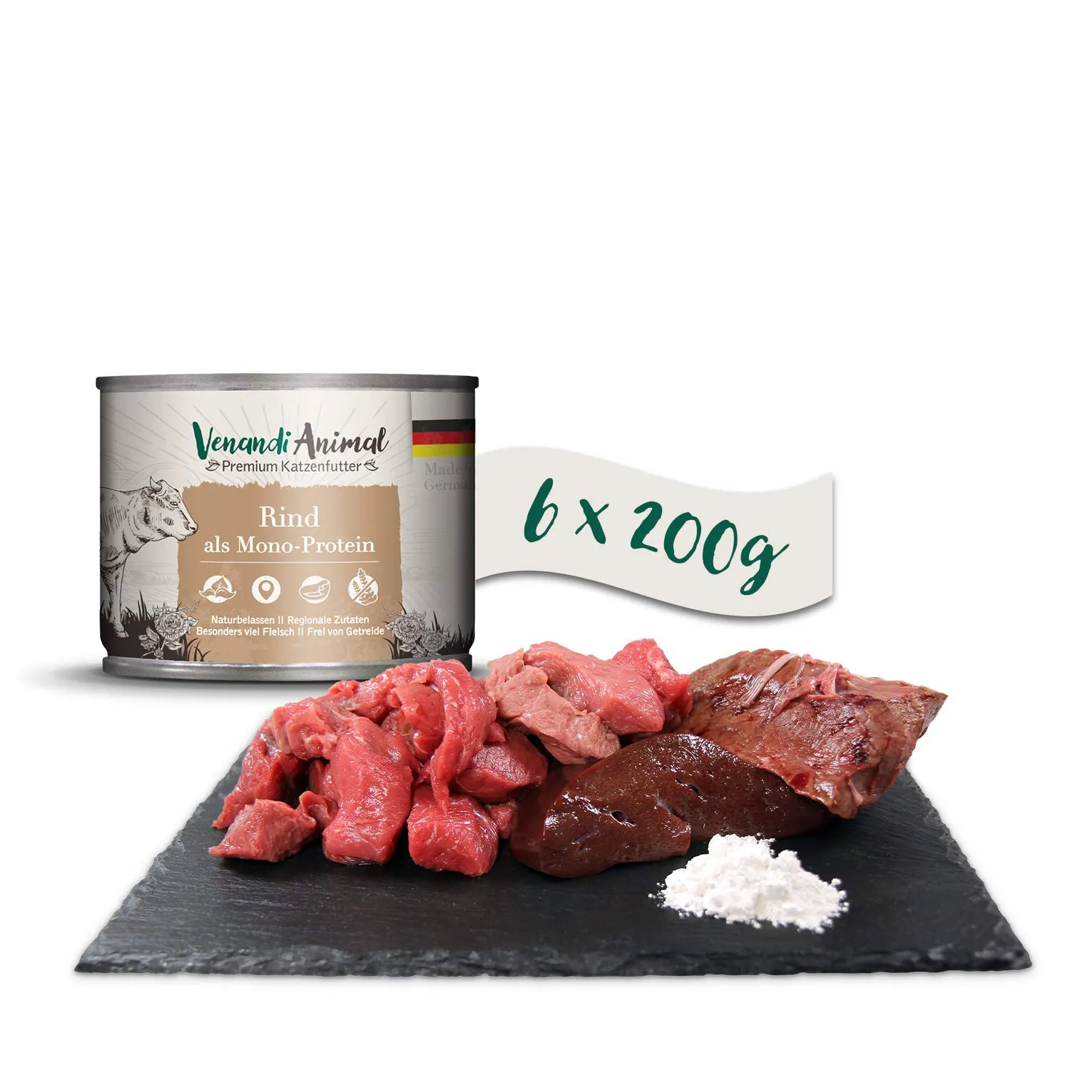 VenandiAnimal Mangime per Gatti Premium Bovino Mono-Proteina Senza Cereali, 6 x 200 g - immagine 4