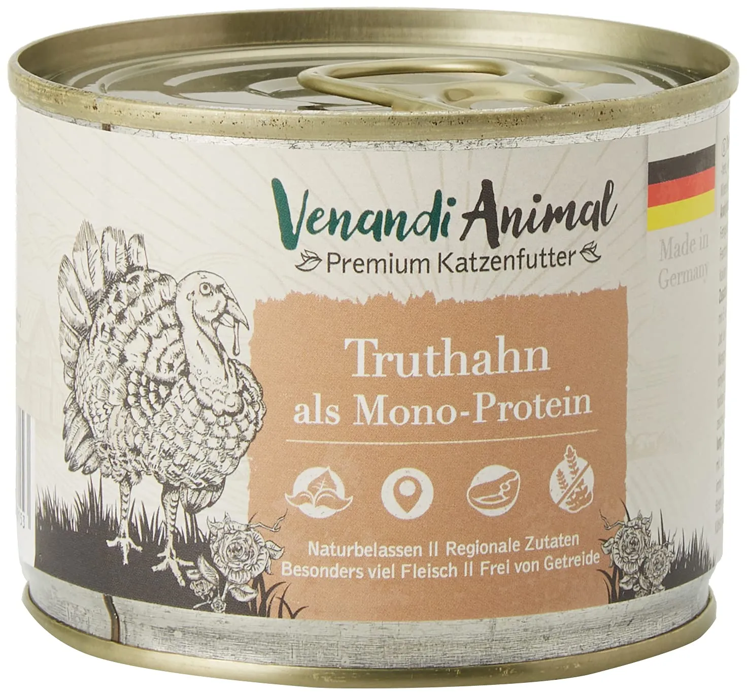 Venandi Animal Mangime per Gatti Premium Tacchino Mono-Proteina Senza Cereali 6 x 200 g - immagine 4