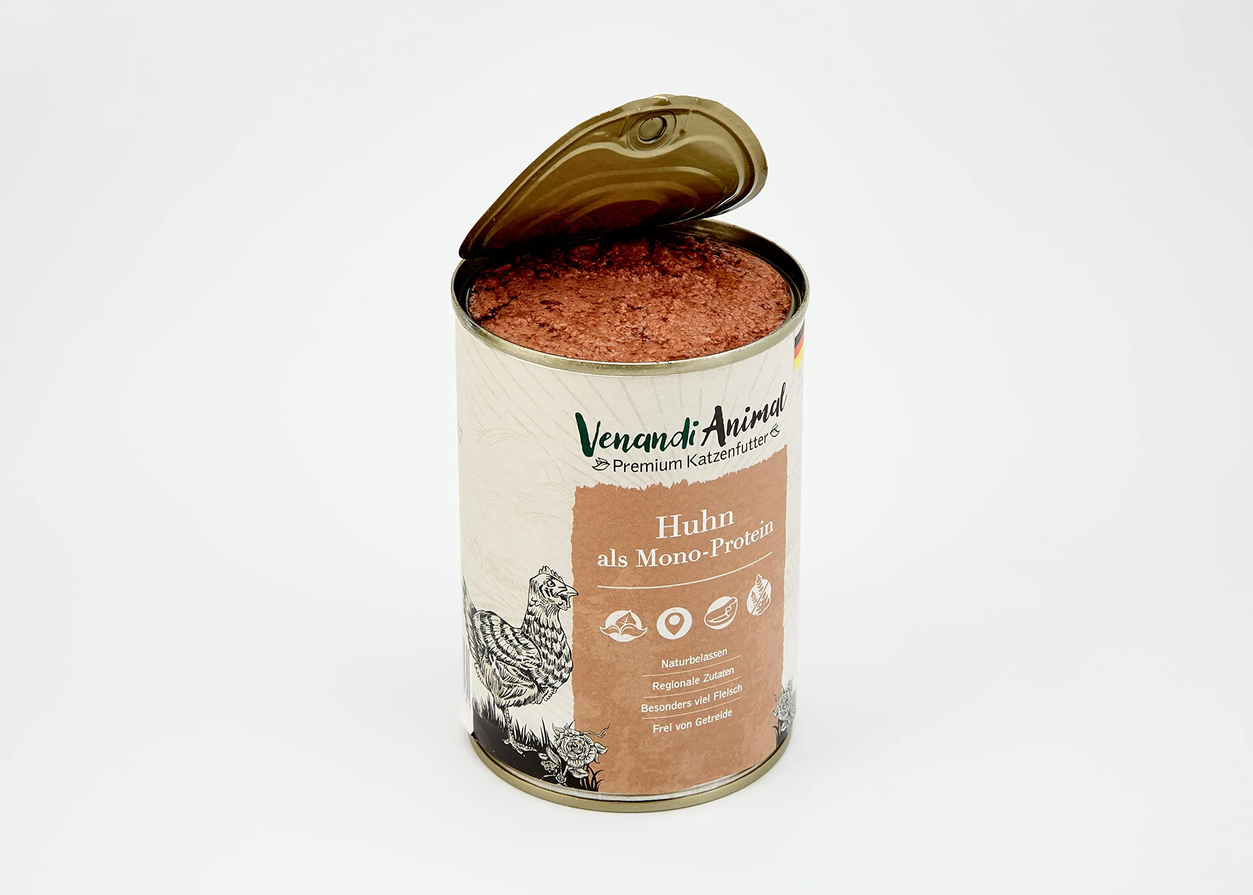 VenandiAnimal Alimento Umido per Gatti Pollo Monoproteico Senza Cereali, 6 x 400 g - immagine 4