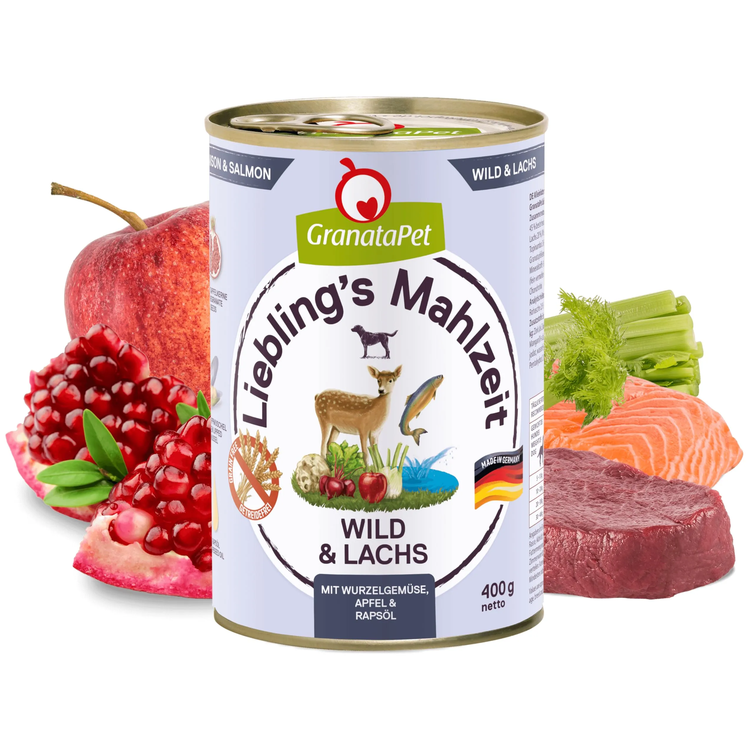 GranataPet Liebling's Mahlzeit Selvaggina & Salmone, 6 x 400g - immagine 2