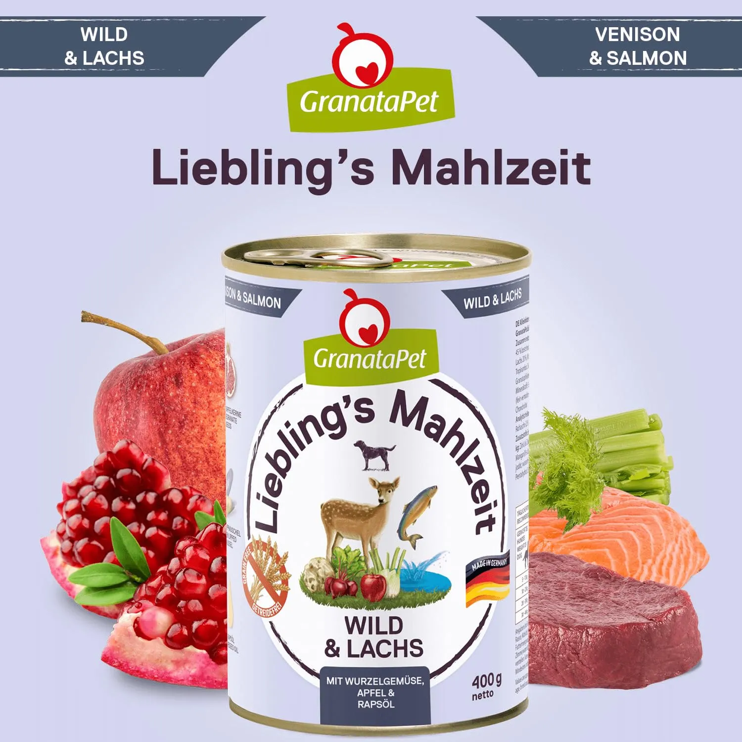GranataPet Liebling's Mahlzeit Selvaggina & Salmone, 6 x 400g - immagine 4