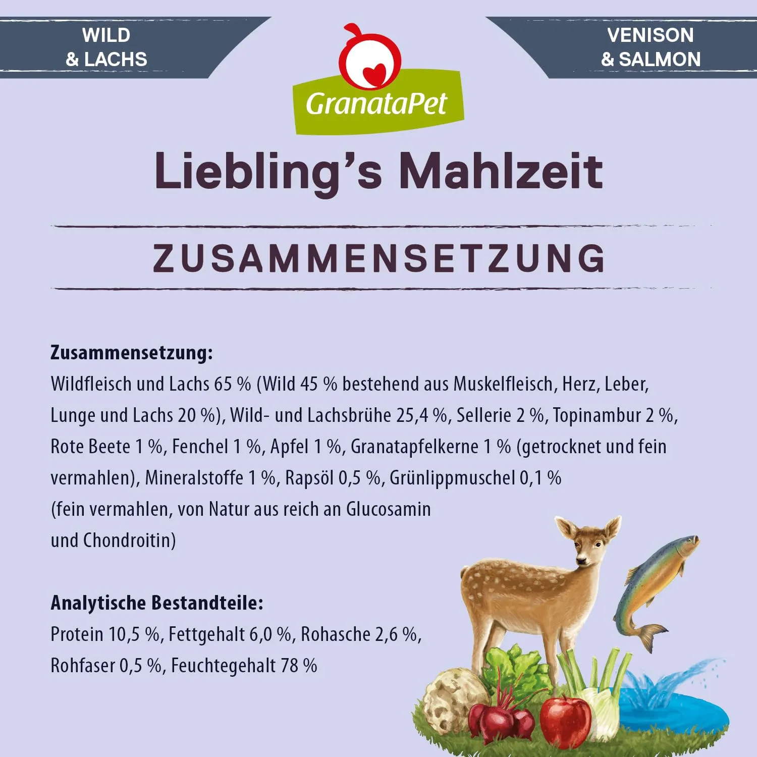 GranataPet Liebling's Mahlzeit Selvaggina & Salmone, 6 x 400g - immagine 6