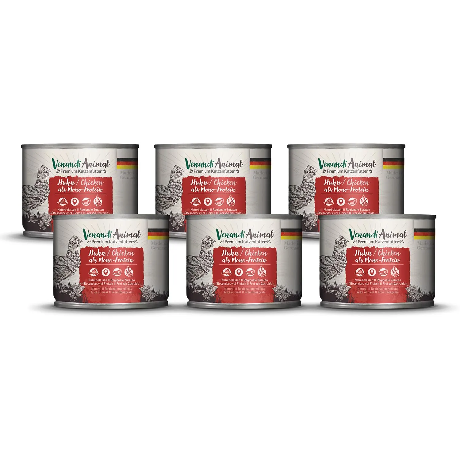 VenandiAnimal Alimento Umido per Gatti Monoproteico al Pollo, Senza Cereali, 6 x 200 g - immagine 1
