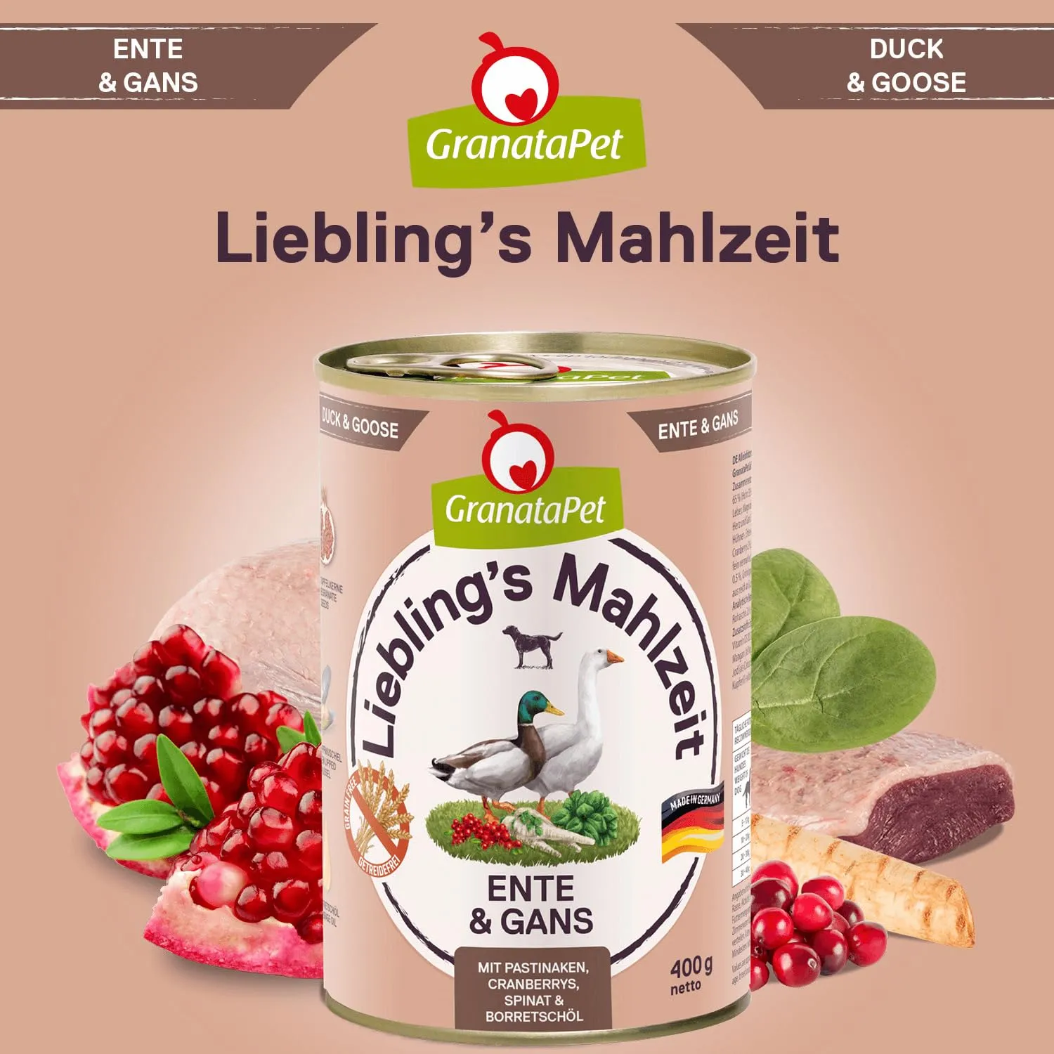 GranataPet Liebling's Mahlzeit Anatra & Oca con pastinaca, 6 x 400 g - immagine 4