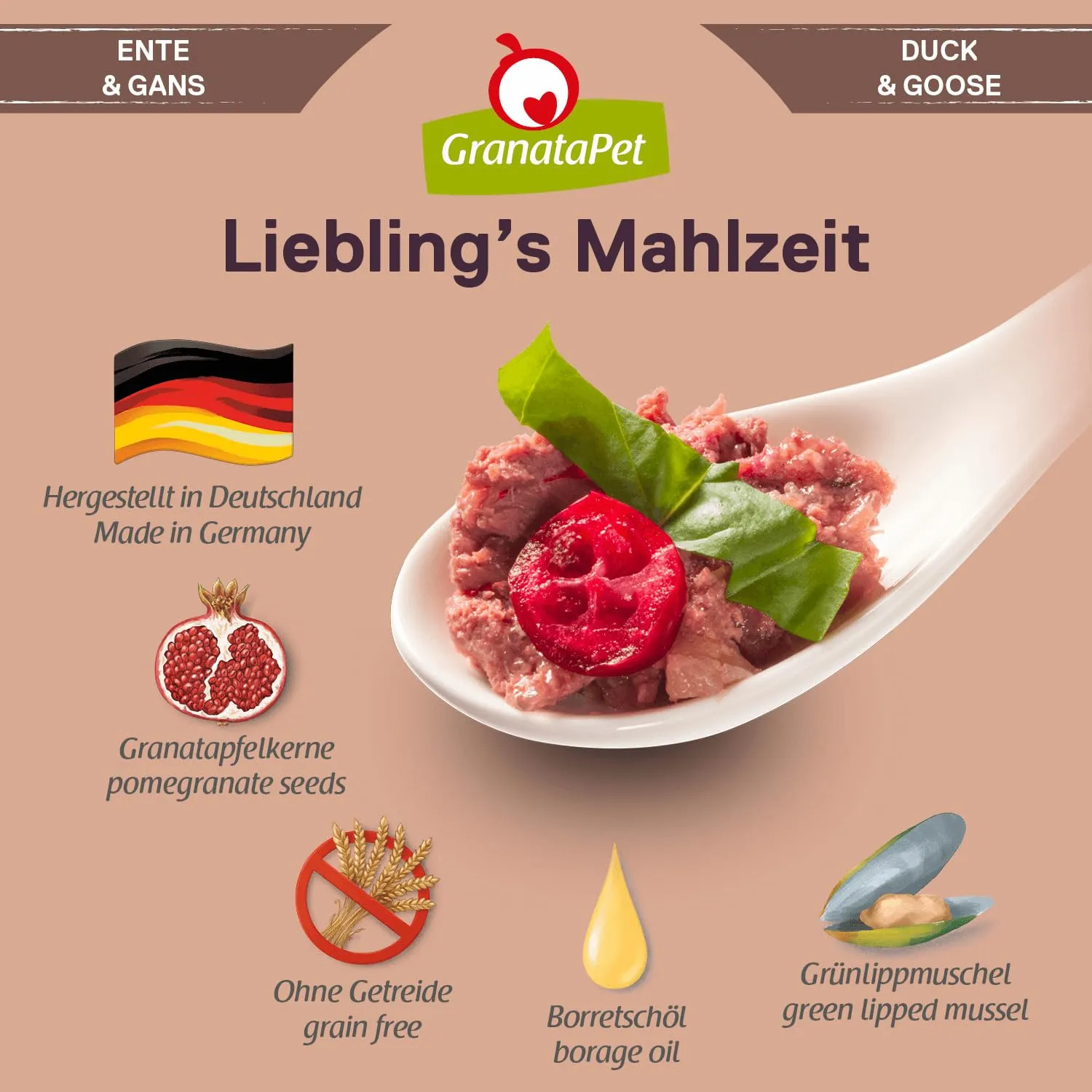 GranataPet Liebling's Mahlzeit Anatra & Oca con pastinaca, 6 x 400 g - immagine 5