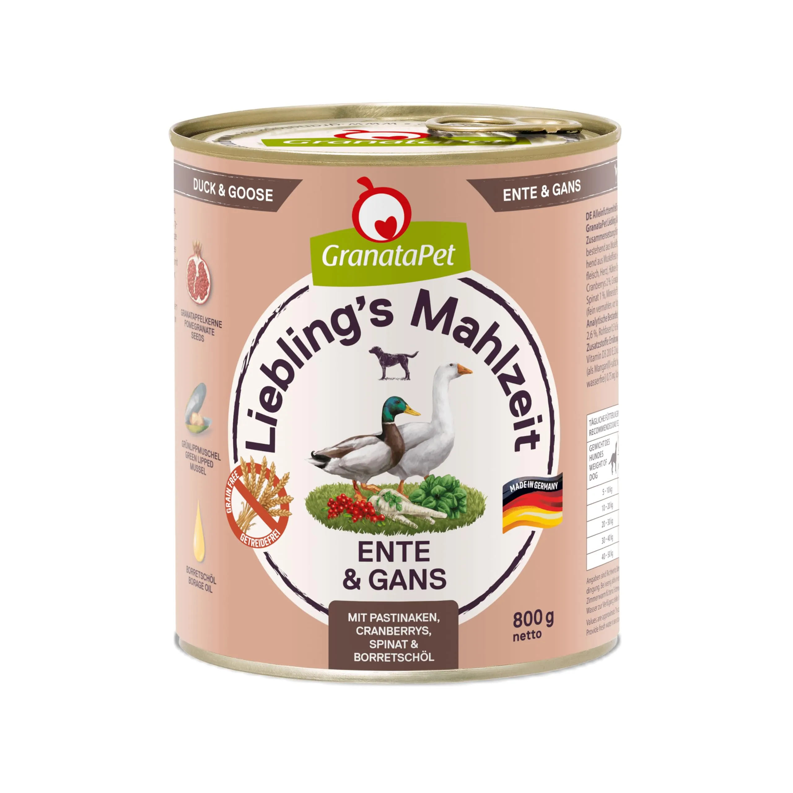 GranataPet Liebling's Mahlzeit Anatra & Oca con pastinaca, 6 x 800 g - immagine 1