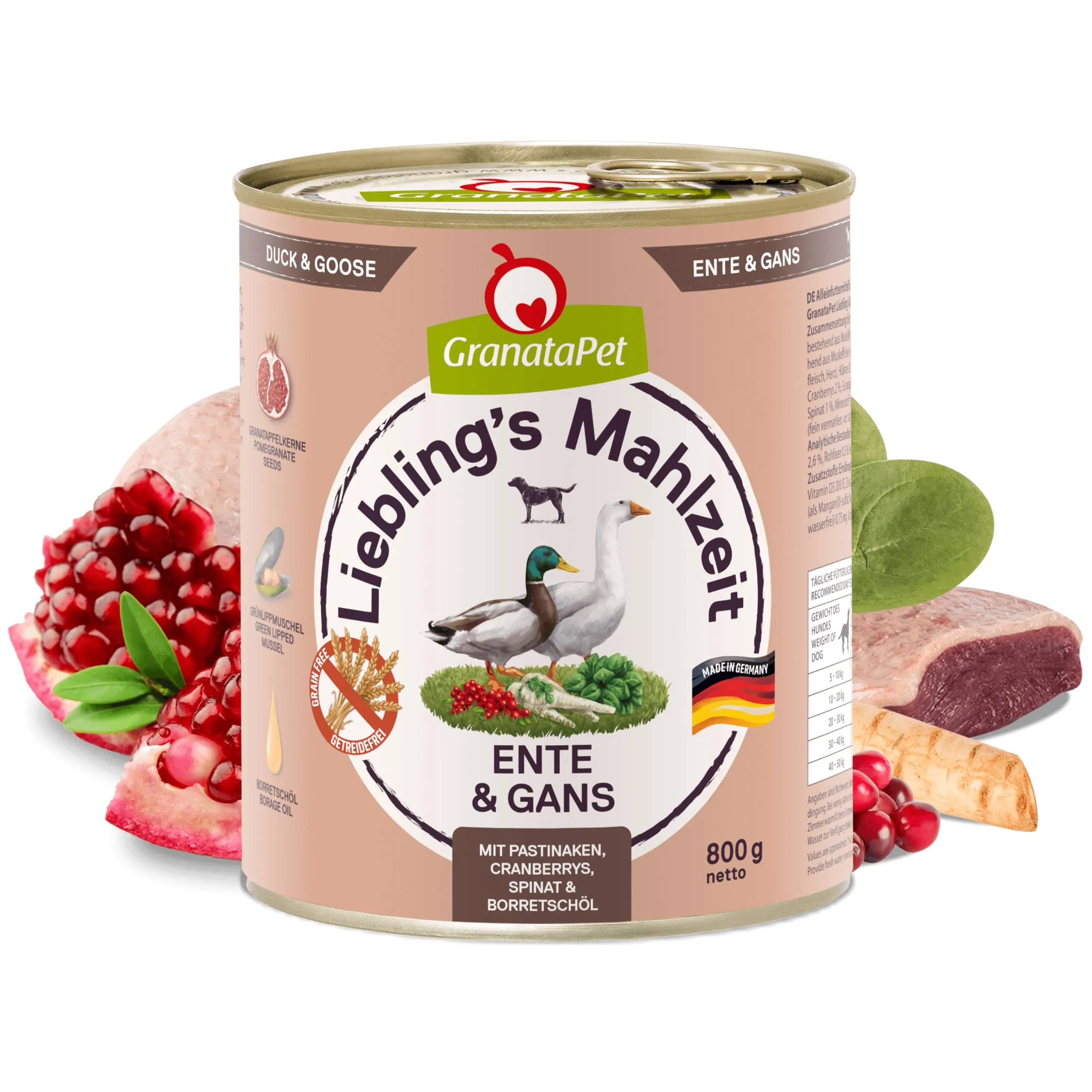 GranataPet Liebling's Mahlzeit Anatra & Oca con pastinaca, 6 x 800 g - immagine 2