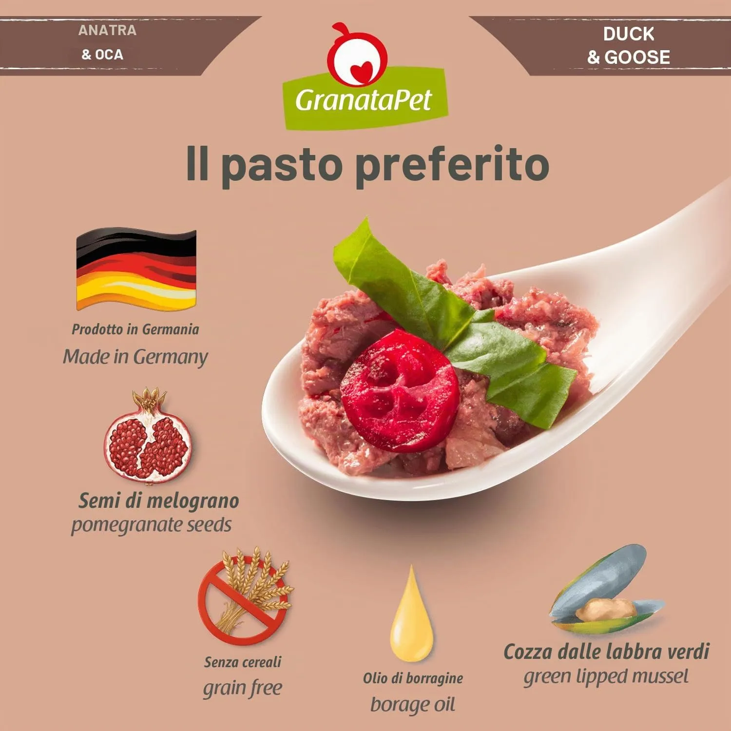 GranataPet Liebling's Mahlzeit Anatra & Oca con pastinaca, 6 x 800 g - immagine 5