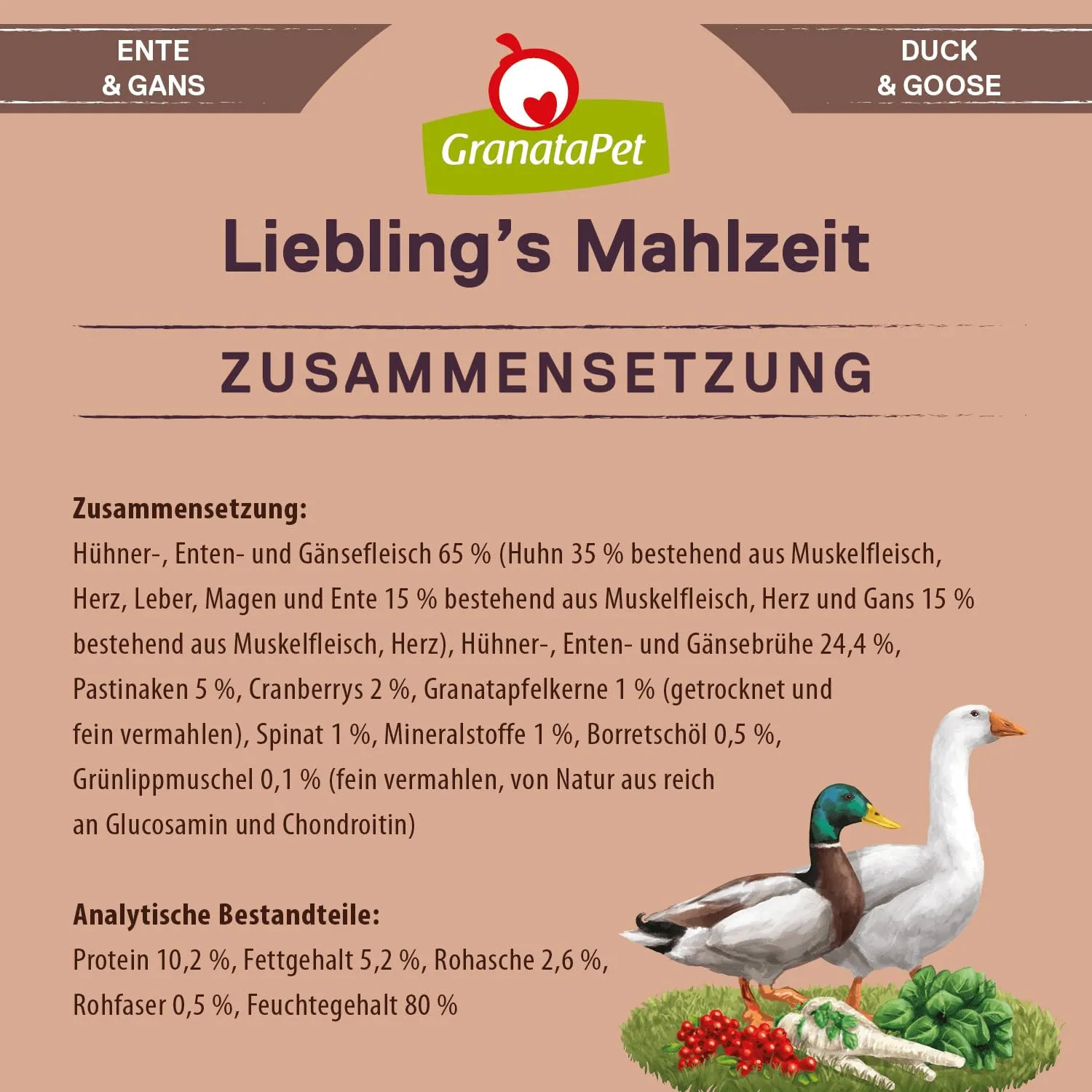 GranataPet Liebling's Mahlzeit Anatra & Oca con pastinaca, 6 x 800 g - immagine 6