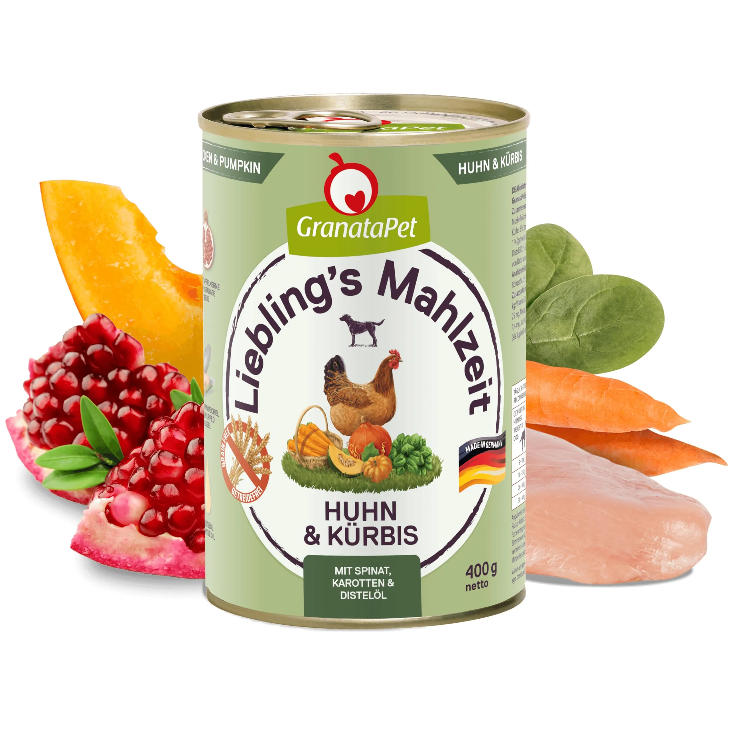 GranataPet Liebling's Mahlzeit Pollo & Zucca, 6 x 400g, con zucca e spinaci - immagine 2
